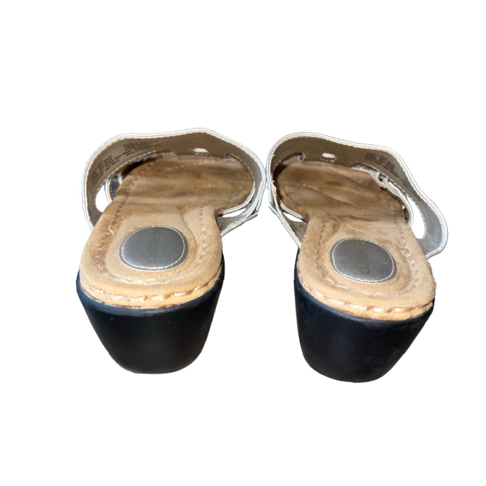 Croft & Barrow Croft & Barrow Sandal Women Slip On Cushioned Footbed Silver Metallic High Slide 8 Medium Summer Wedding Size US 8 / IT 38 - 5 Thumbnail