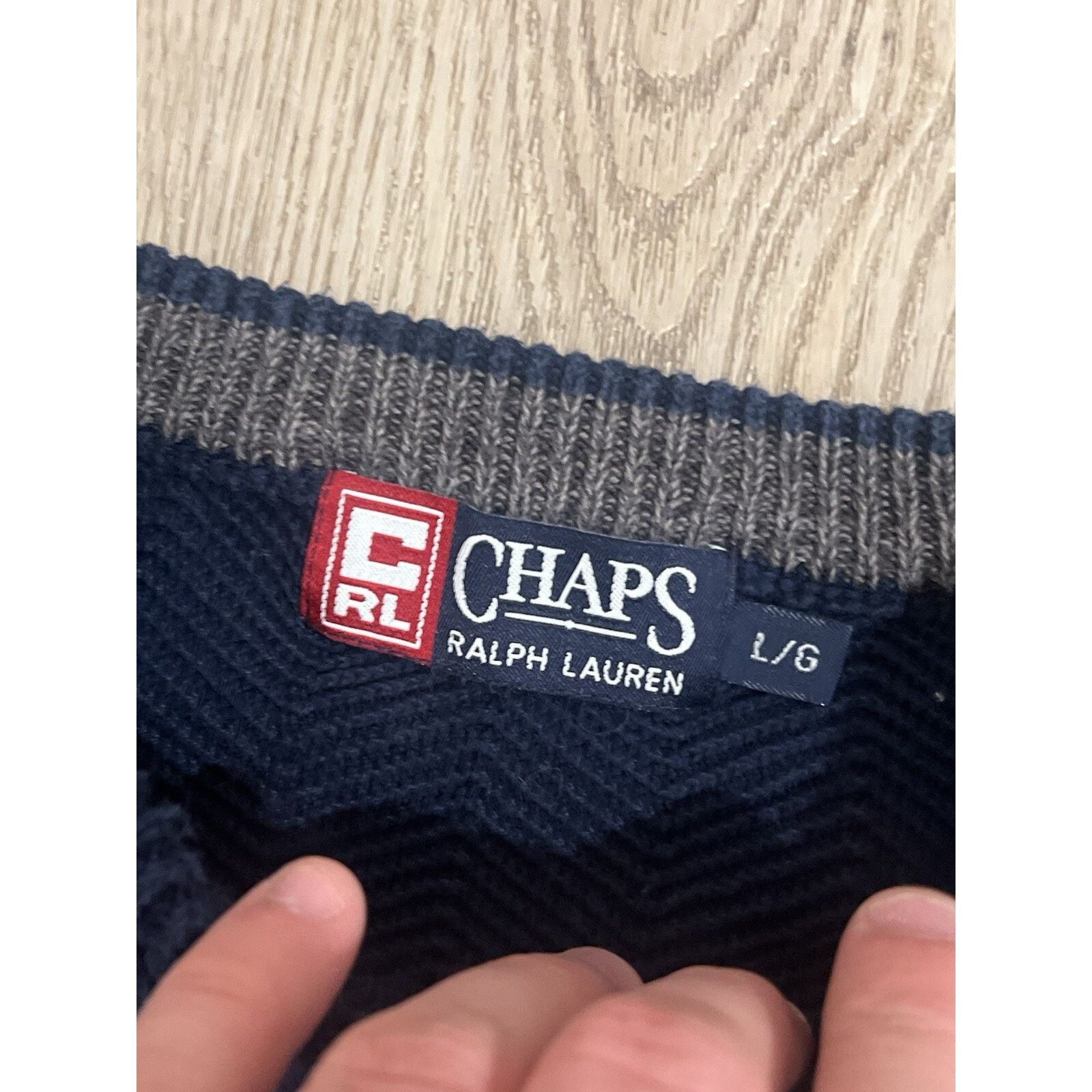 Chaps Vintage Chaps Ralph Lauren Hand Framed Navy Crewneck Sweater Size US L / EU 52-54 / 3 - 3 Thumbnail