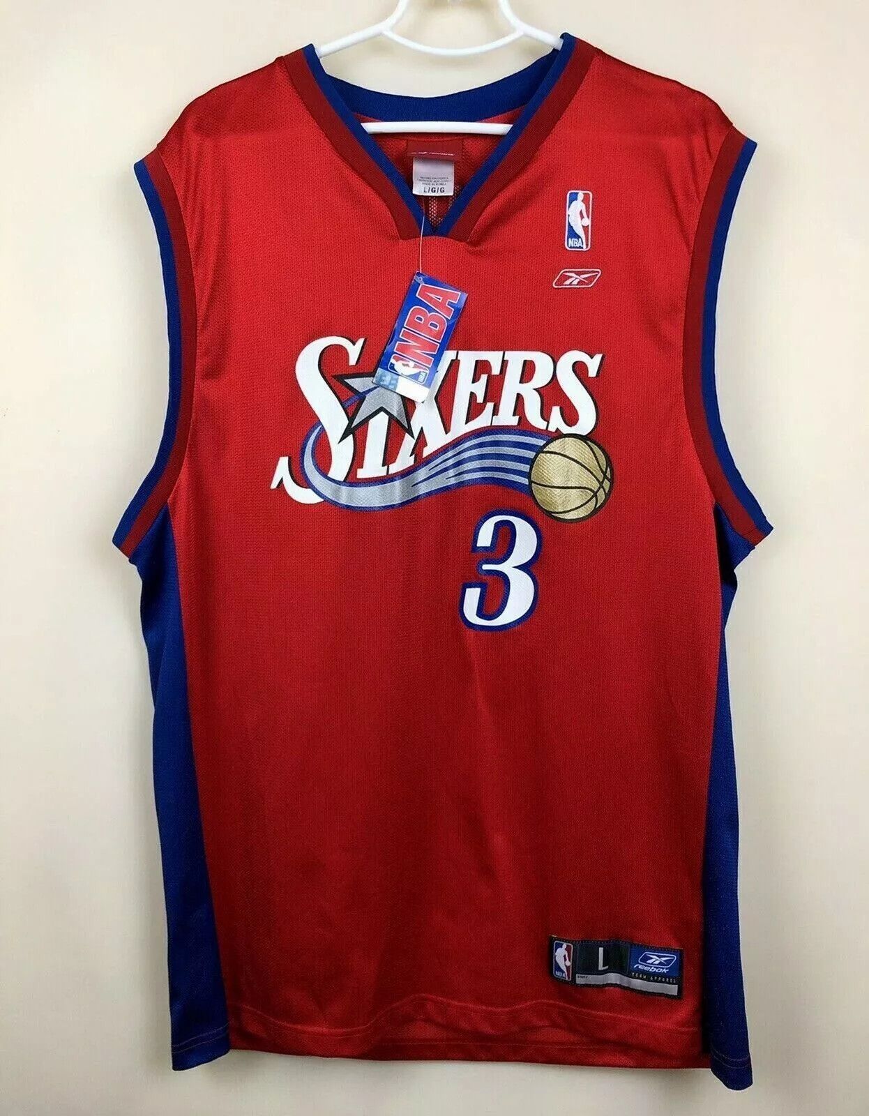 Reebok VINTAGE PHILADELPHIA 76ERS SIXERS IVERSON 3 BASKETBALL SHIRT Size US L / EU 52-54 / 3 - 1 Thumbnail