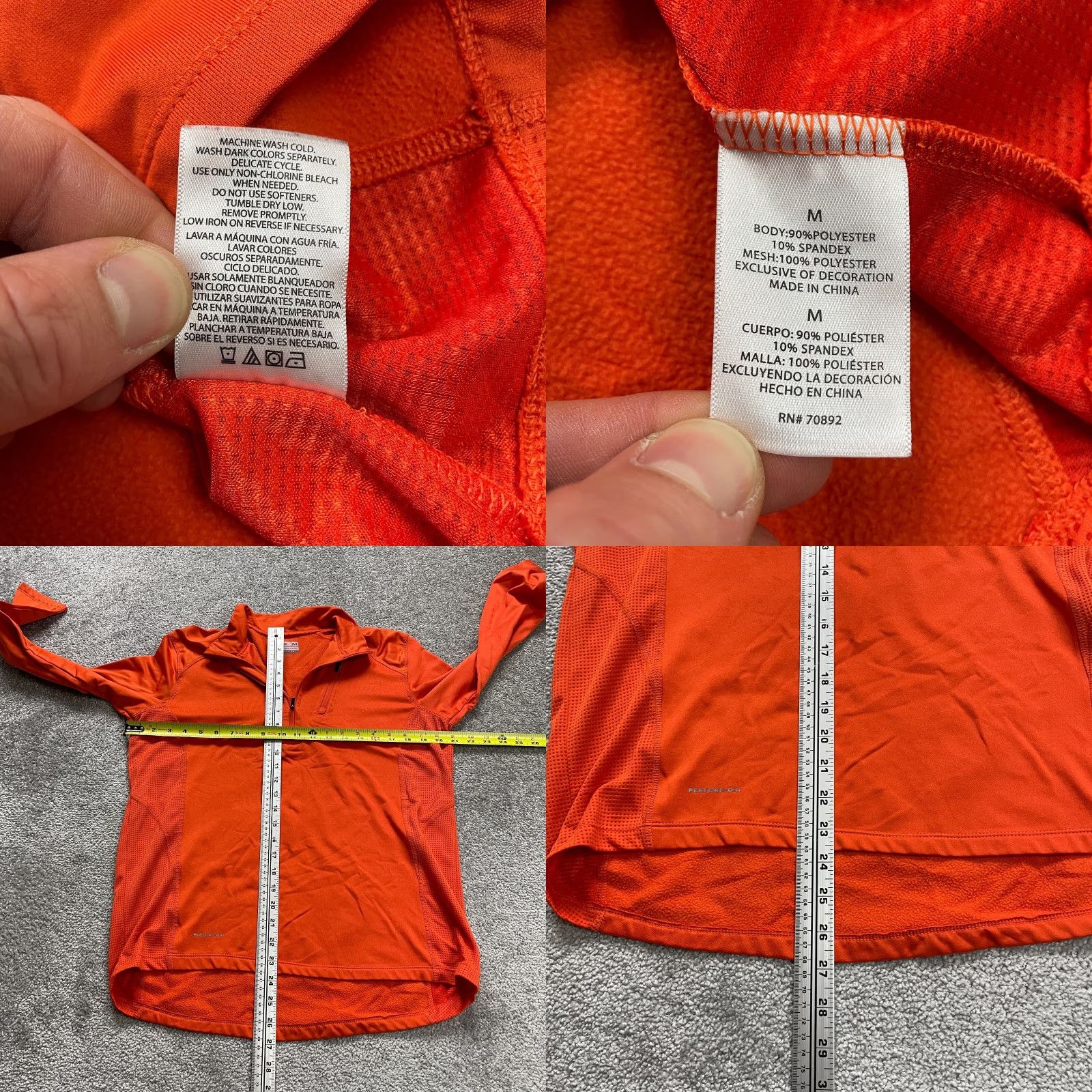 Pro Player Pro Player Perform Dri Jacket Mens M Orange 1/4 Zip Breathable Outdoor Activewear Shirt (Note: adjust to one-word category) Size US M / EU 48-50 / 2 - 8 Thumbnail