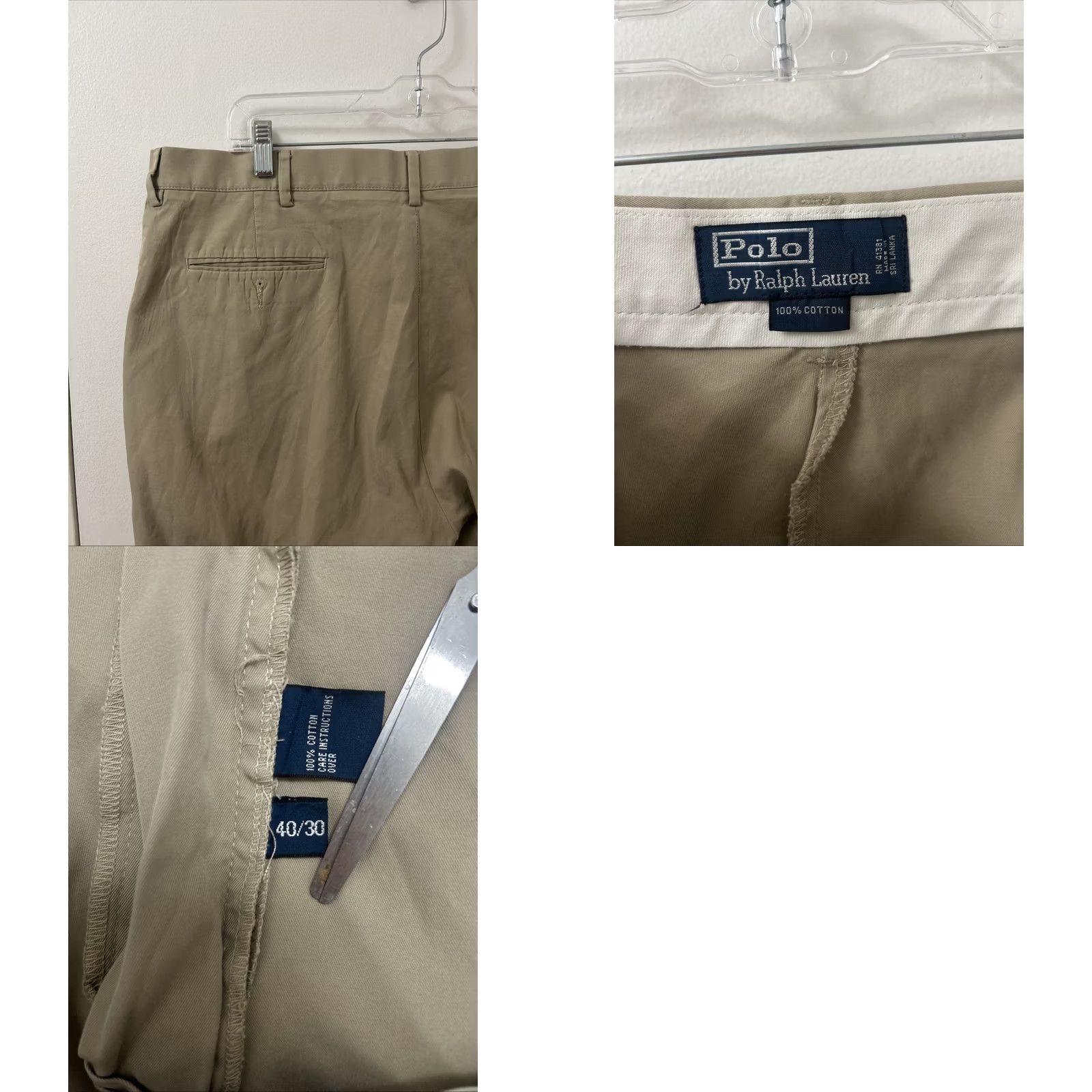 Polo Ralph Lauren VINTAGE Polo Ralph Lauren Chino Pants Mens 40x30 Beige Straight Leg Trousers NBA? Size US L / EU 52-54 / 3 - 8 Thumbnail