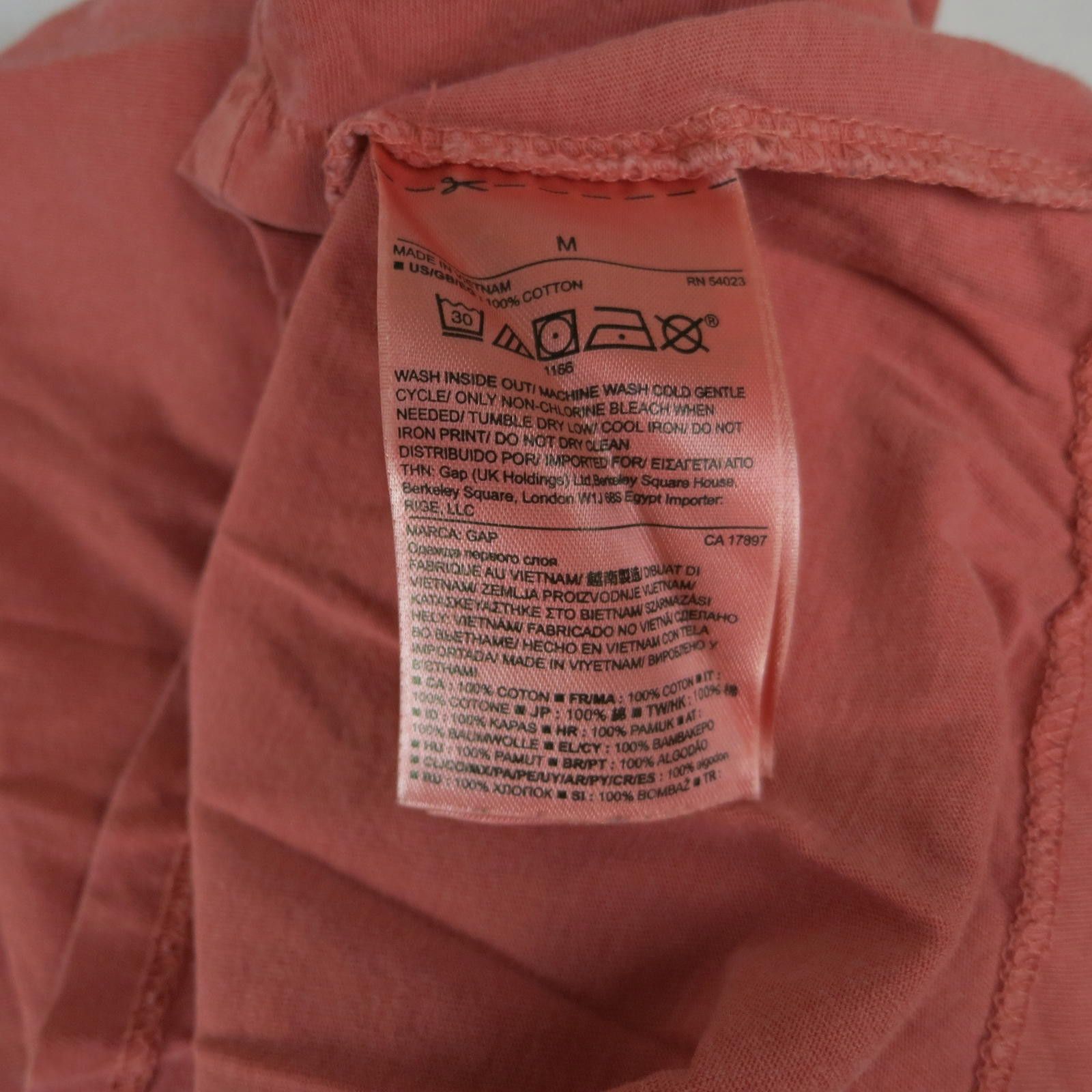 Gap Women's Medium GAP V-Neck Coral Pink Short Sleeve T-Shirt Size M / US 6-8 / IT 42-44 - 5 Thumbnail