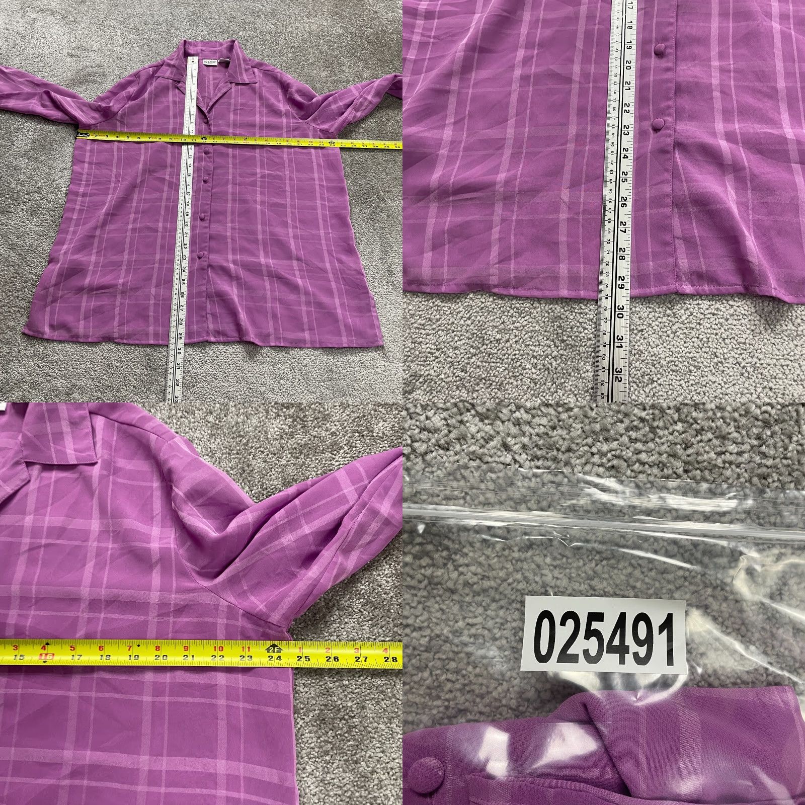 Vintage **Liz Baker 18W Plus Size Purple Check Button-Down Shirt Blouse Women** User: **Liz Baker 18W Plus Size Purple Check Button-Down Women's Shirt** Size XXL / US 16-18 / IT 52-54 - 8 Thumbnail