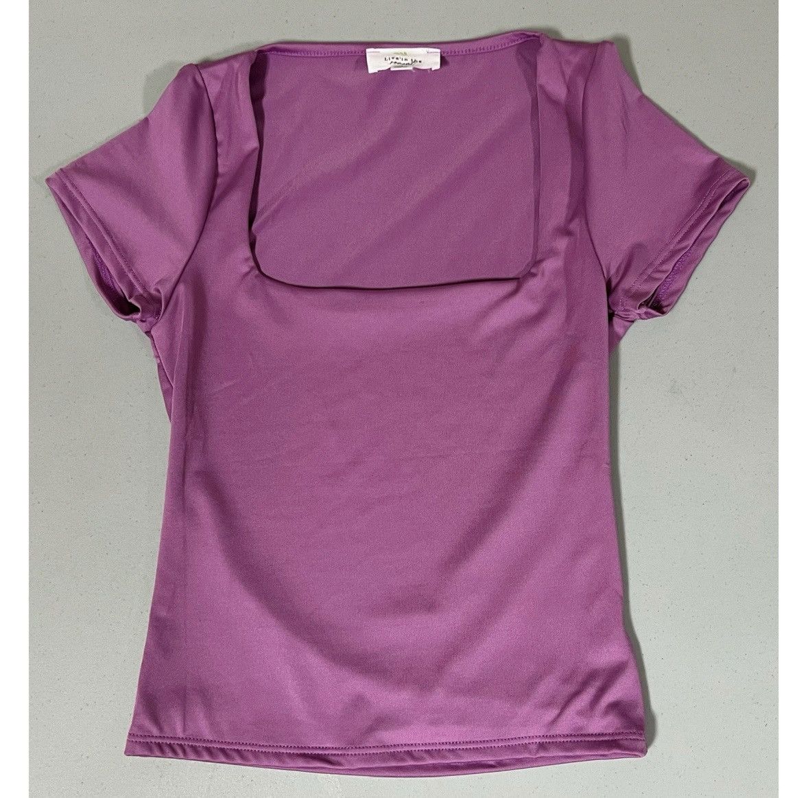 Japanese Brand Purple Square-Neck Short Sleeve Shirt Top Tee Blouse XS 🔮✨ Size XS / US 0-2 / IT 36-38 - 1 Thumbnail