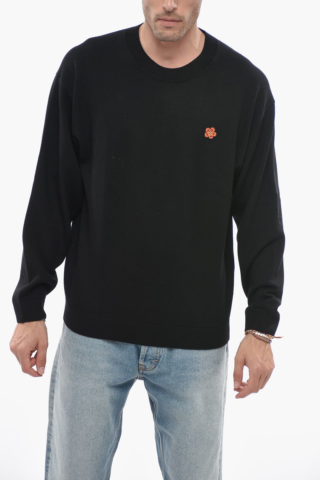 image of Kenzo Og1Mm0424 Wool Boke Sweater In Black, Men's (Size Small)