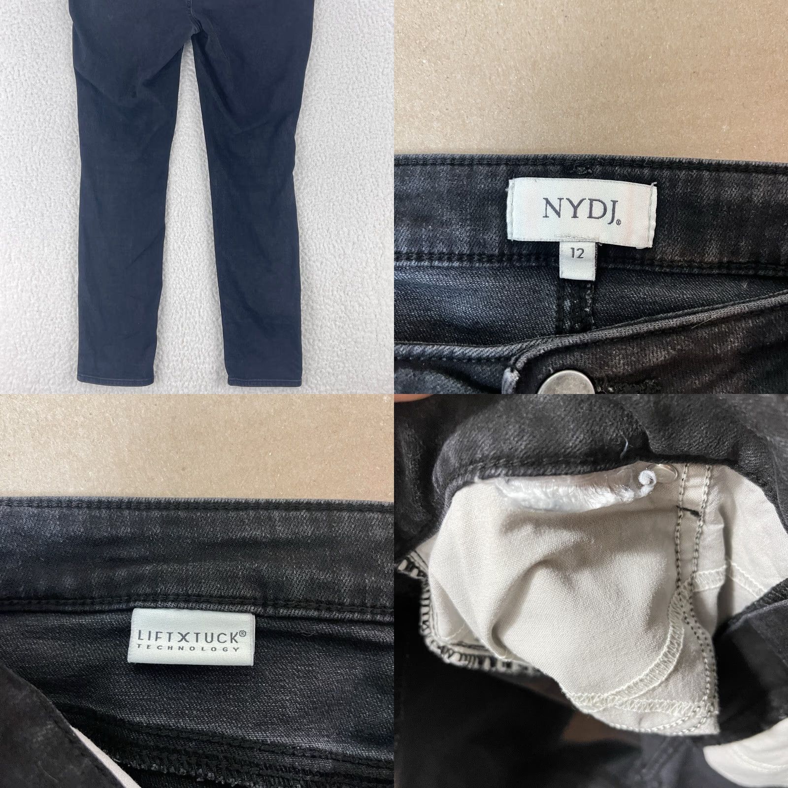 NYDJ NYDJ Jeans Womens Size 12 Black Denim Straight Leg Mid-Rise 5-Pocket Casual Regular 29in Inseam City USA Size 34" / US 12 / IT 48 - 9 Thumbnail
