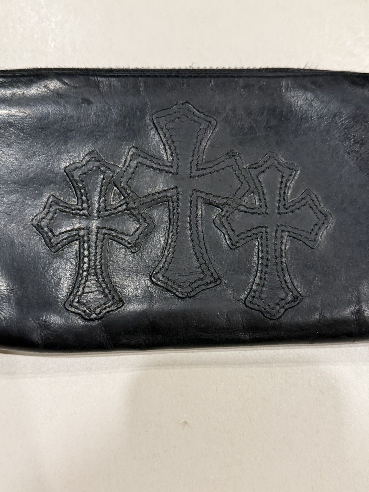 Chrome Hearts Chrome Hearts 3 Cemetery Cross Black Leather Zip Wallet Gold Size ONE SIZE - 3 Thumbnail