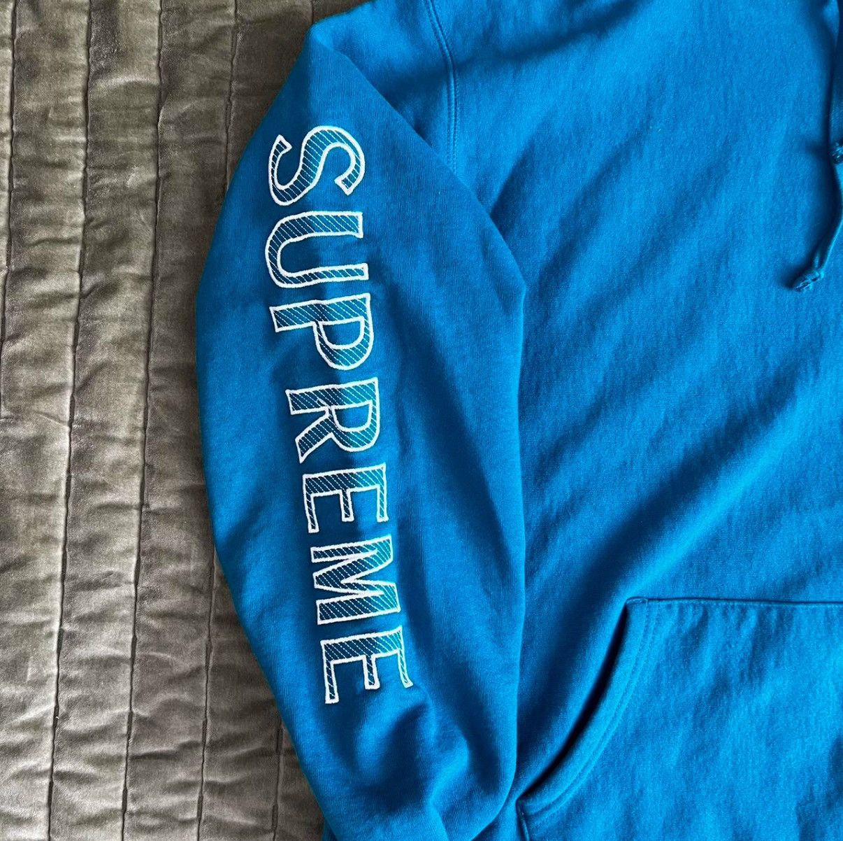 Supreme Supreme Sleeve Embroidery Hoodie Dark Aqua Size US L / EU 52-54 / 3 - 2 Thumbnail