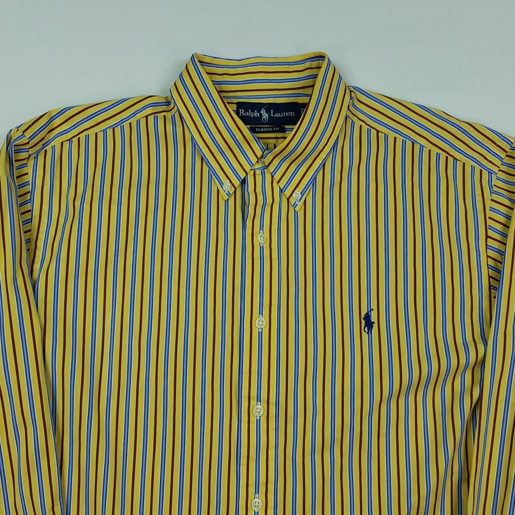 Ralph Lauren VINTAGE Ralph Lauren Yellow Striped Button Up Shirt XL Mens Collared Long Sleeve Classic Fit Size US XL / EU 56 / 4 - 2 Thumbnail