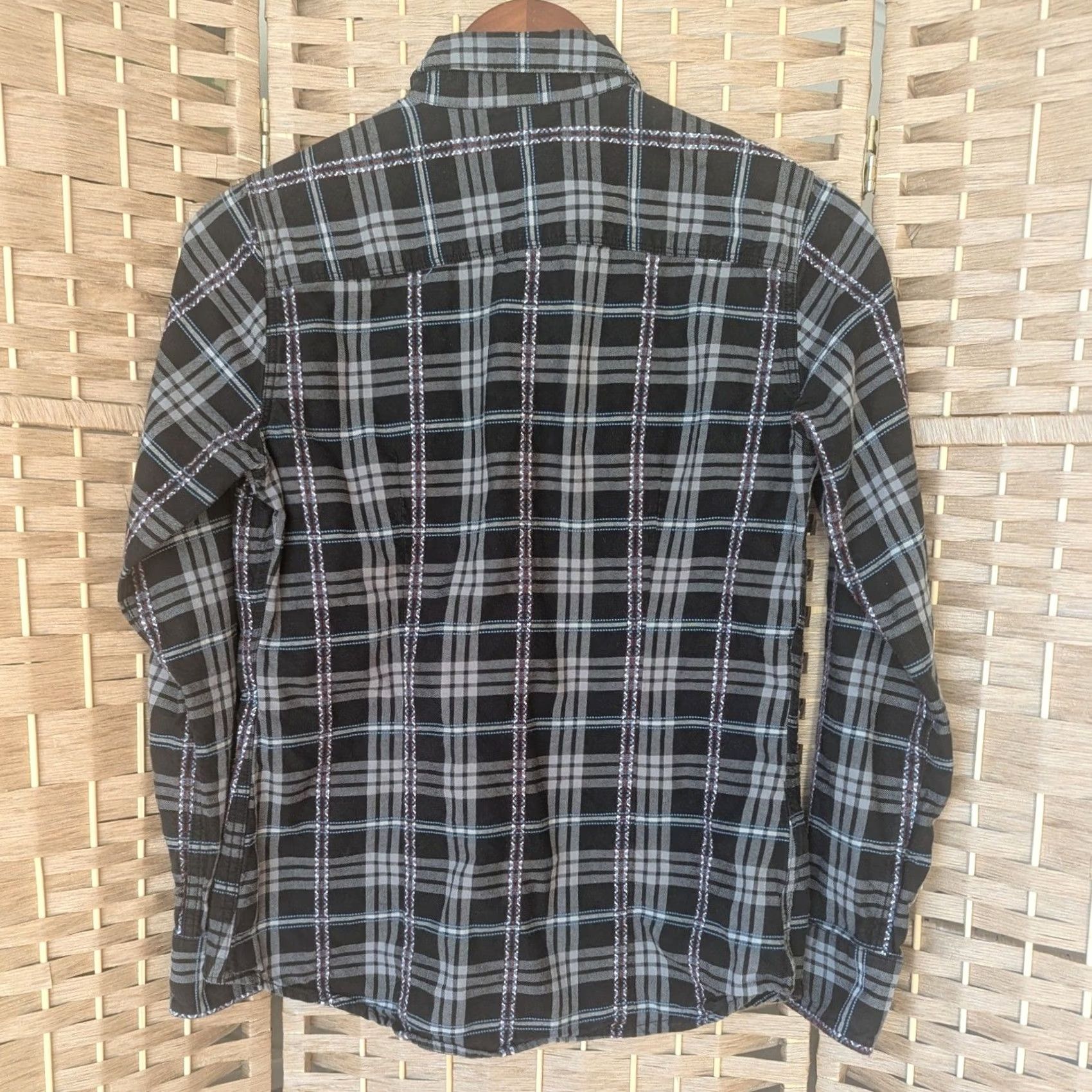 Eddie Bauer Eddie Bauer Womens Black Grey Plaid Flannel Button-Up Shirt Aztec Southwestern Shirt Womens S Black Plaid Aztec Grunge Casual Buttons Pocket S Size S / US 4 / IT 40 - 3 Thumbnail