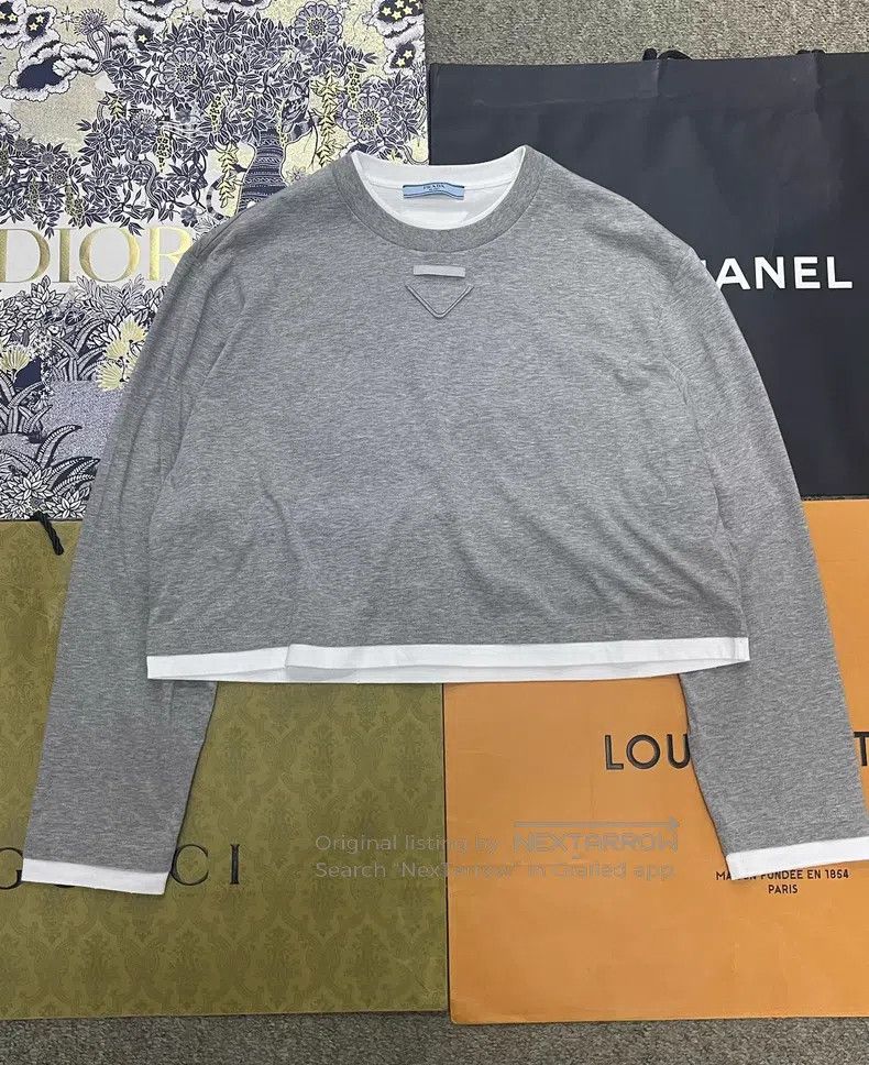 Prada Prada Gray stitched white fake two pieces Size M / US 6-8 / IT 42-44 - 1 Thumbnail
