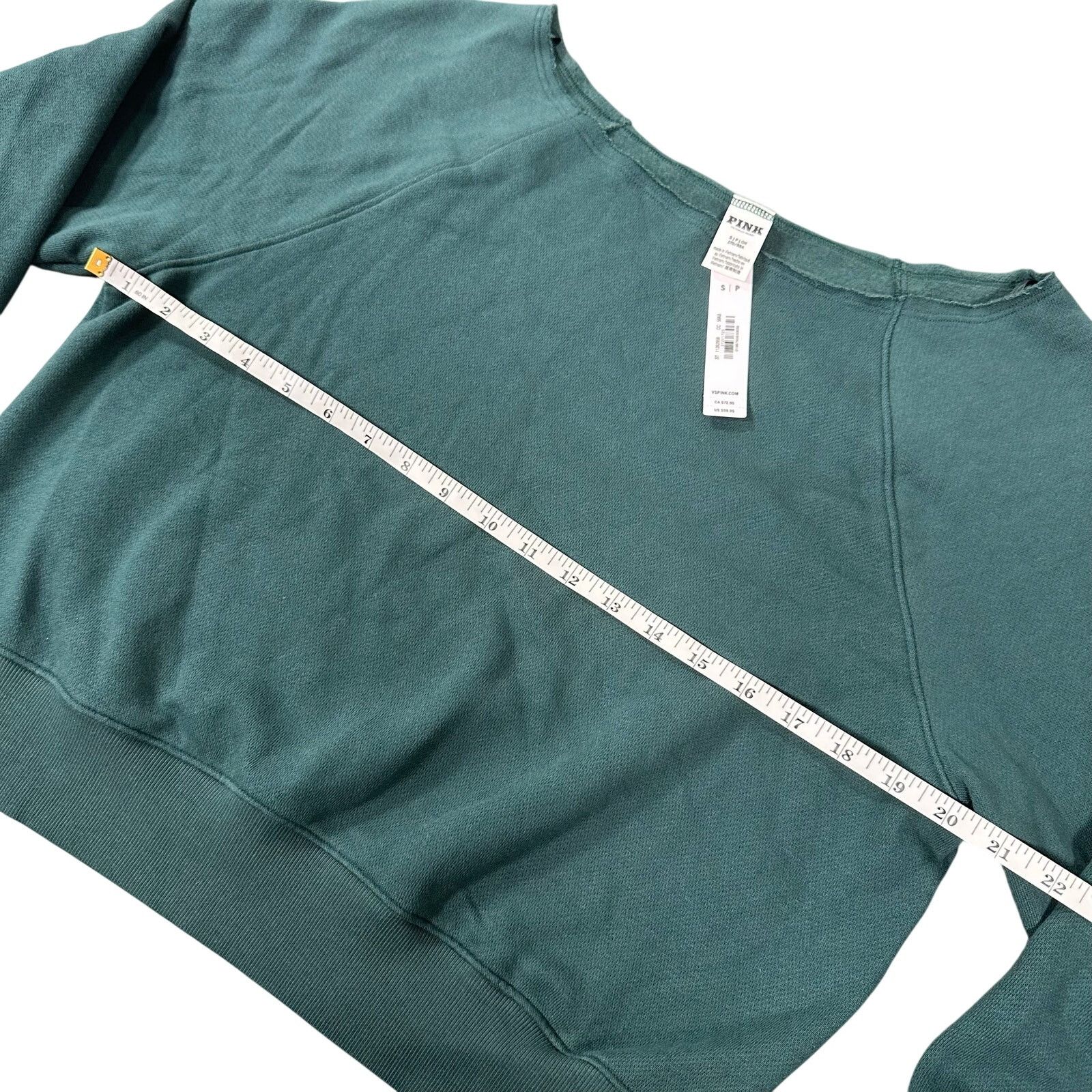 Pink Victoria's Secret Pink Boatneck Green Sweatshirt Size S Size S / US 4 / IT 40 - 3 Thumbnail