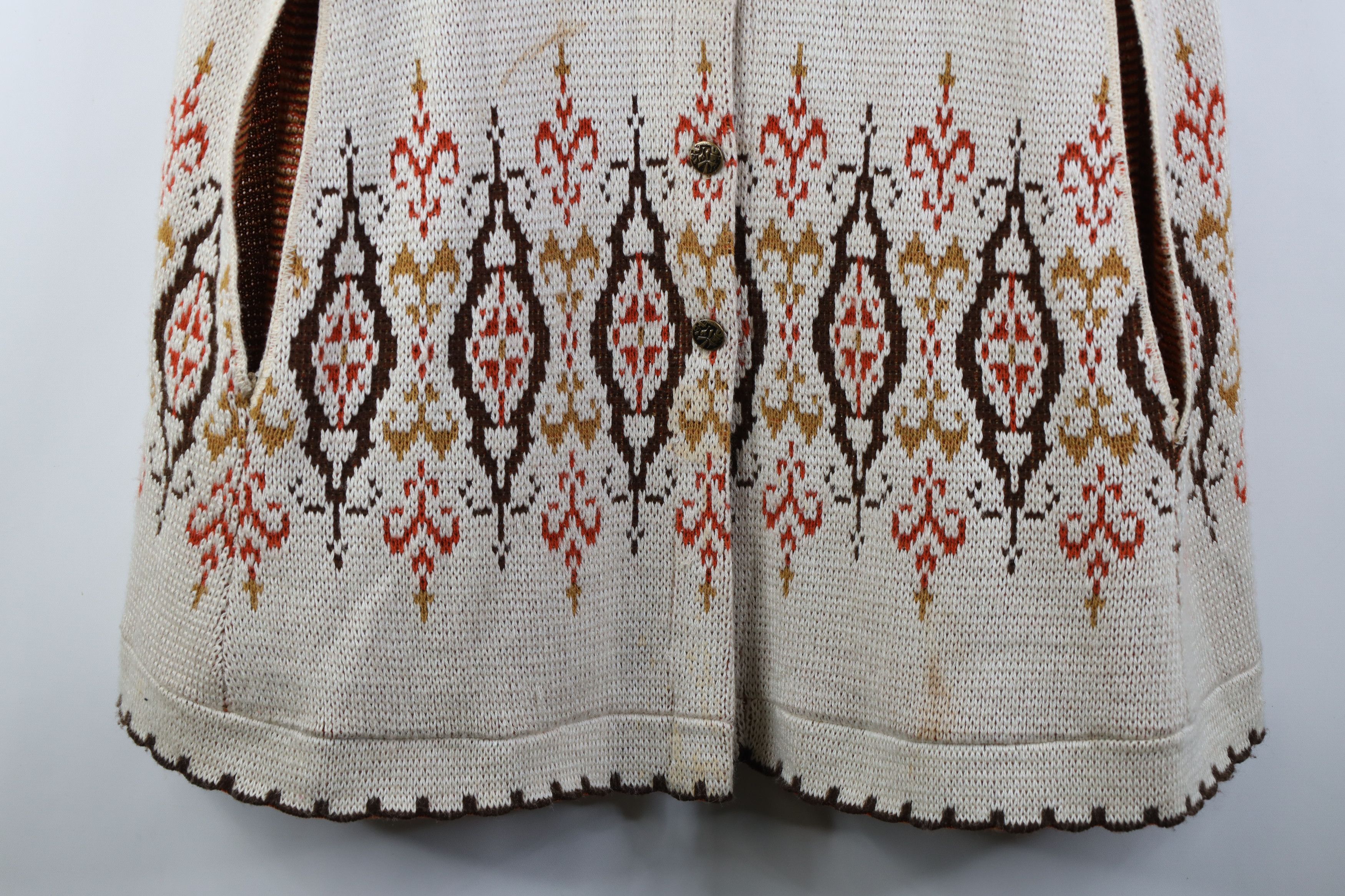 Vintage Vintage 70s Mid Century Modern MCM Knit Poncho Sweater Cape Size ONE SIZE - 3 Thumbnail