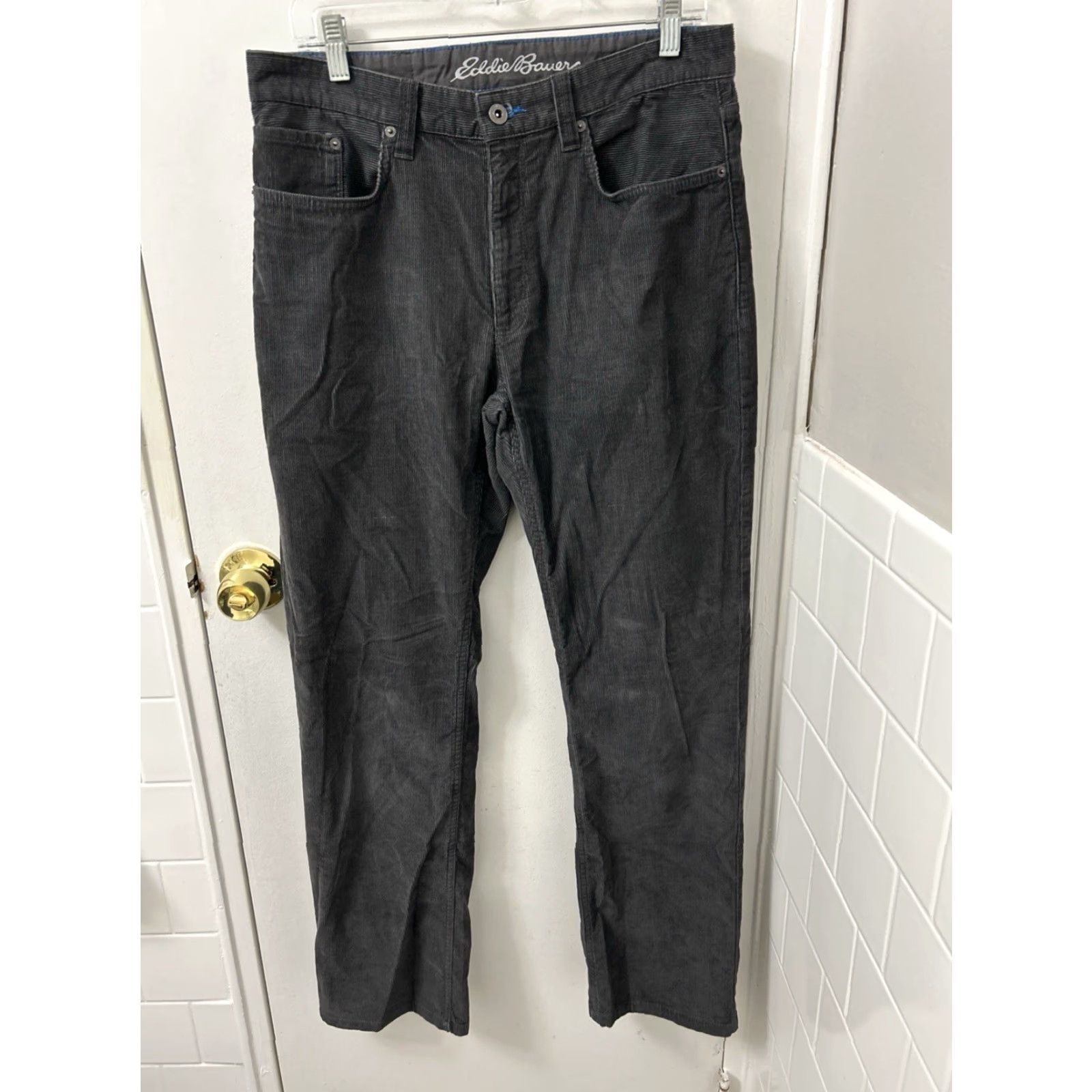 Eddie Bauer Eddie Bauer Corduroy Pants Mens 32x32 Straight Fit Khakis Gray Solid 5-Pocket Classic Casual Trousers Size US 32 / EU 48 - 2 Thumbnail