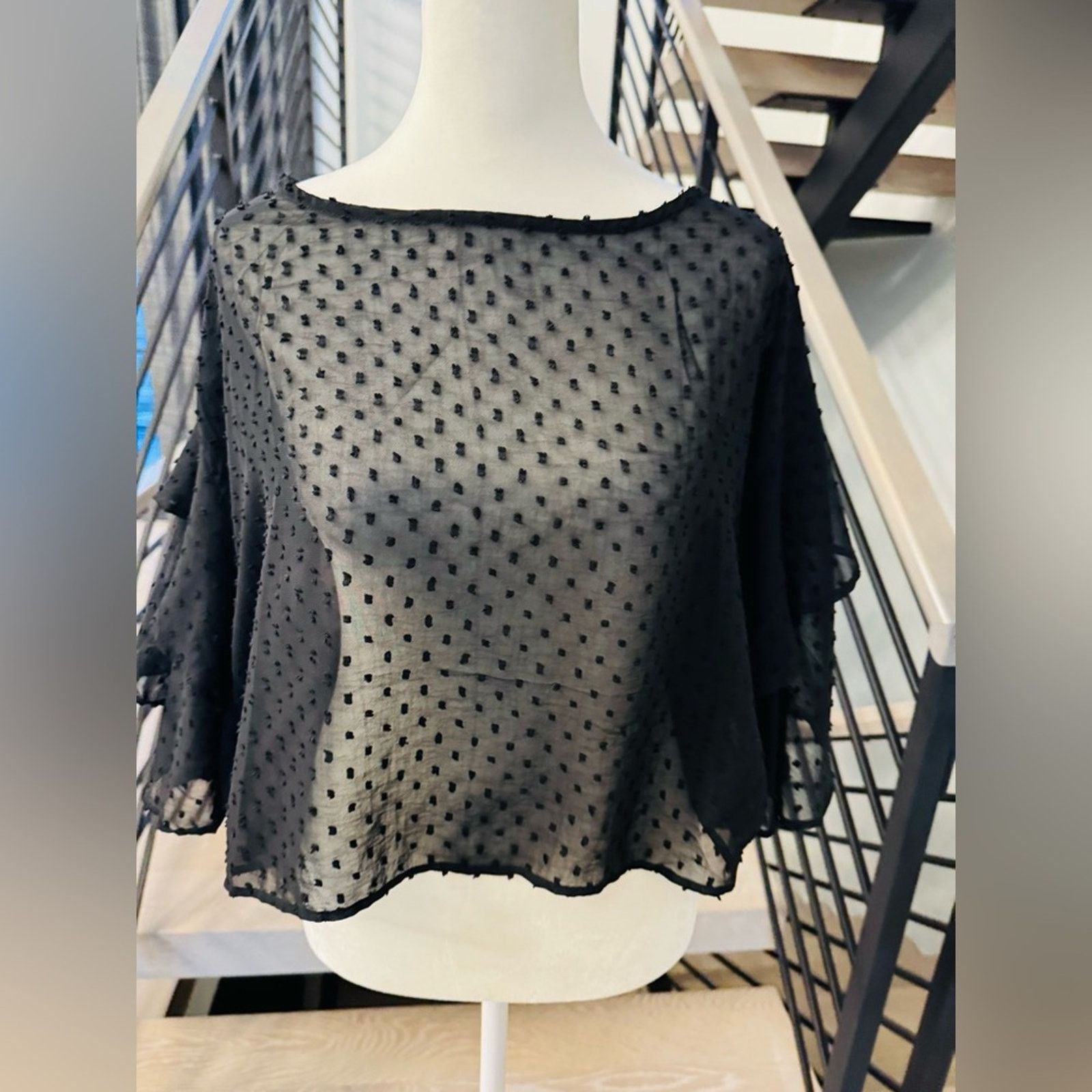 Other New Black Sheer Women's Top with wide sleeves size S Size S / US 4 / IT 40 - 2 Thumbnail