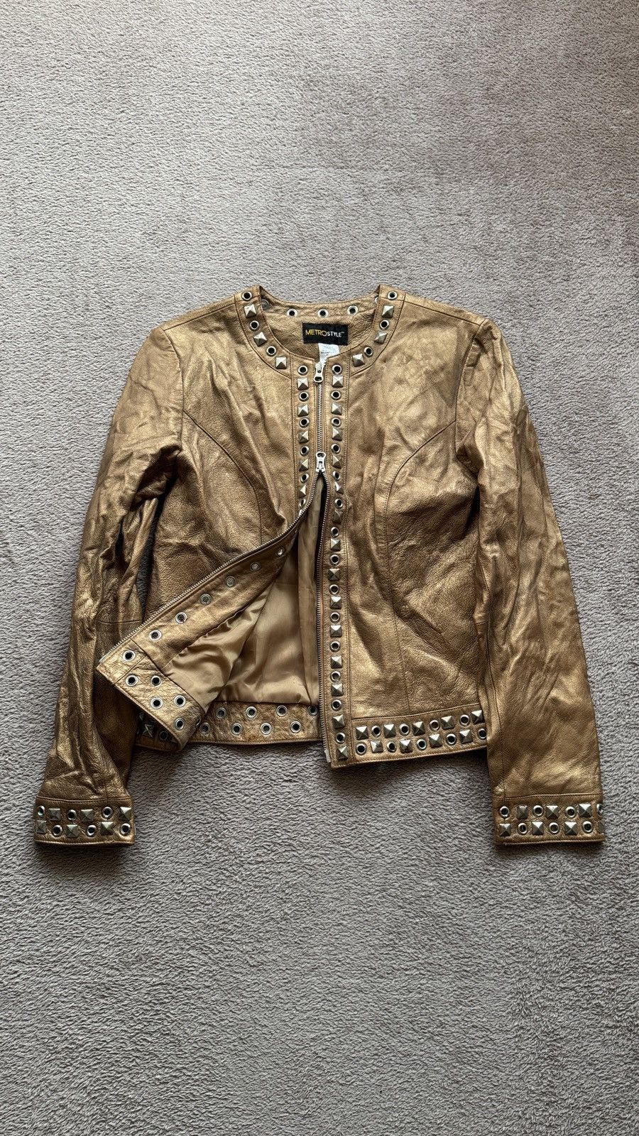 Vintage Grunge Punk Indian Rock Metal Leather Jacket Etro Valentino Size S / US 4 / IT 40 - 3 Thumbnail