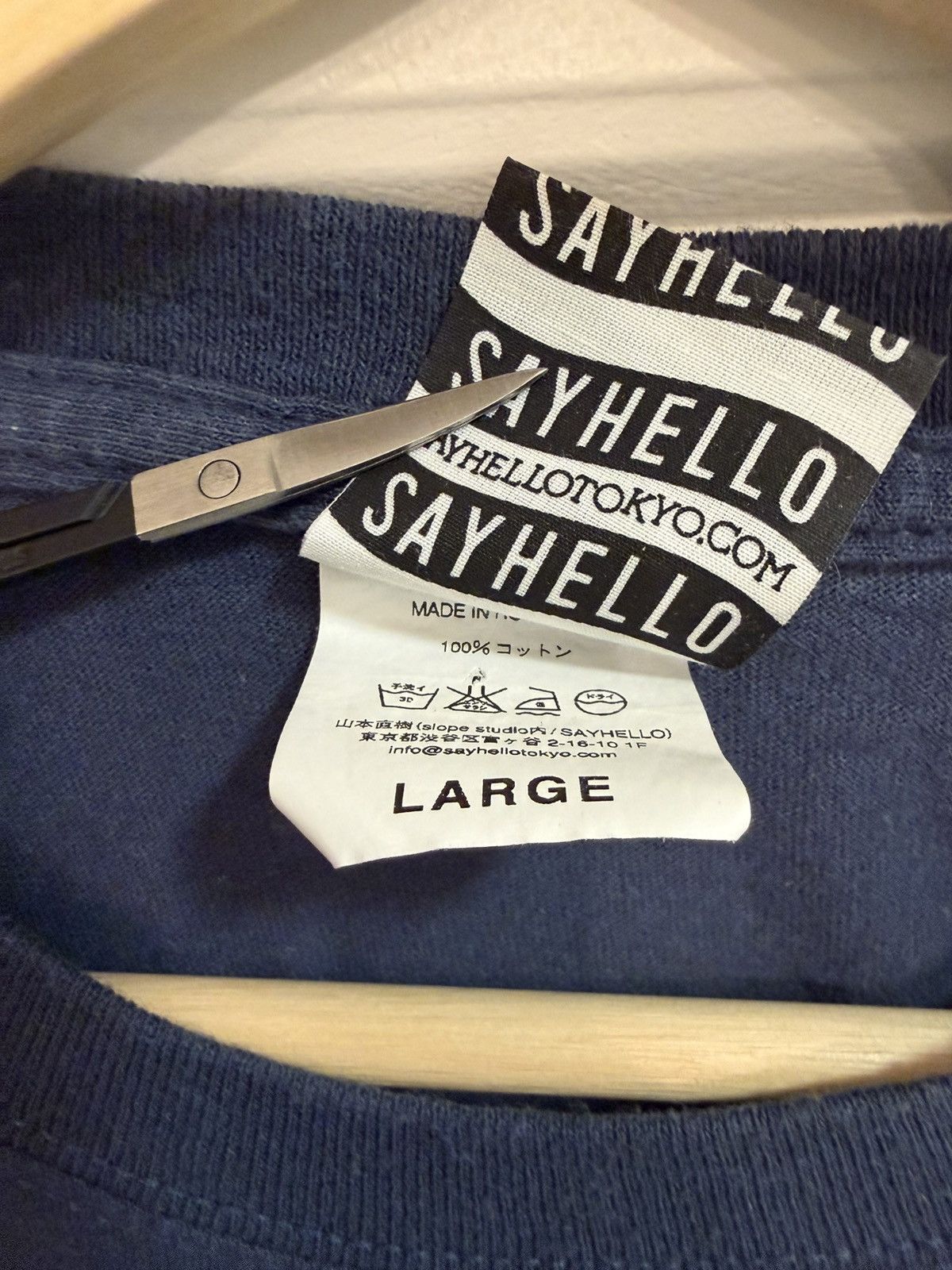 SAYHELLO SAYHELLO TOKYO Barbed Wire Navy Green Logo Tee Size L Size US L / EU 52-54 / 3 - 5 Thumbnail