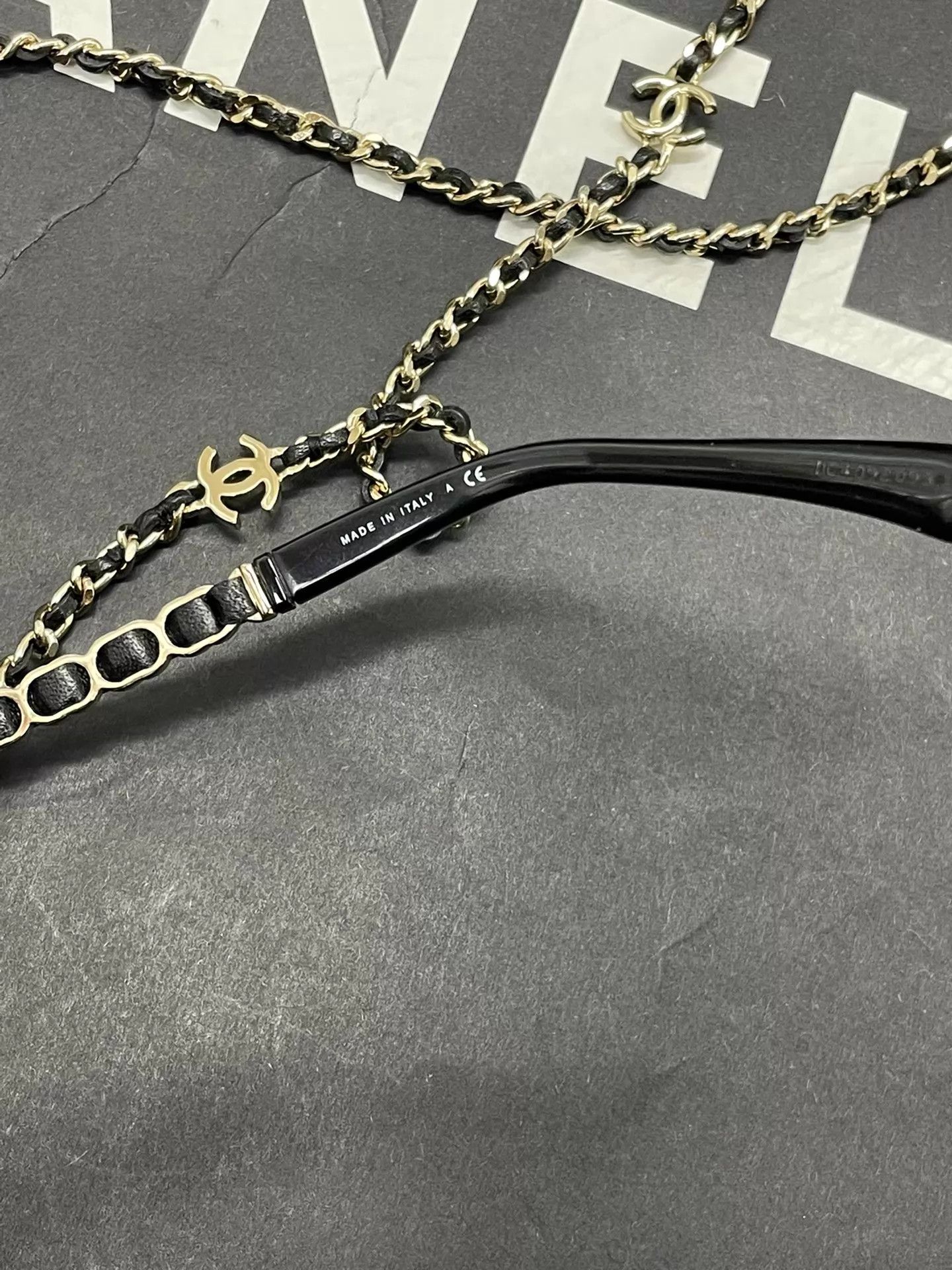 Chanel Chanel Leather Chain Full Logo Sunglasses Size ONE SIZE - 6 Thumbnail