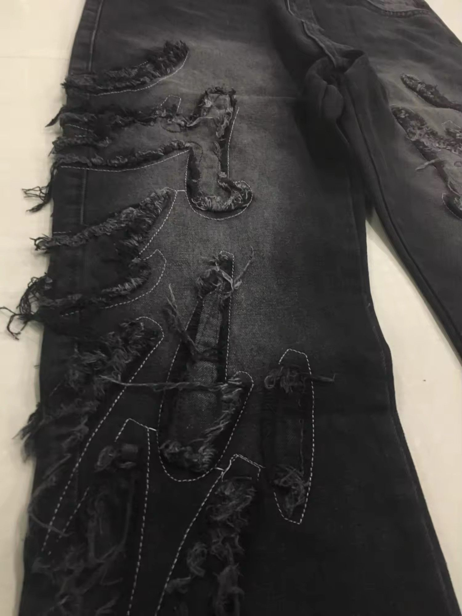 Jean × Vintage Harajuku Embroidered Flame Split Jeans Size US 29 - 7 Thumbnail