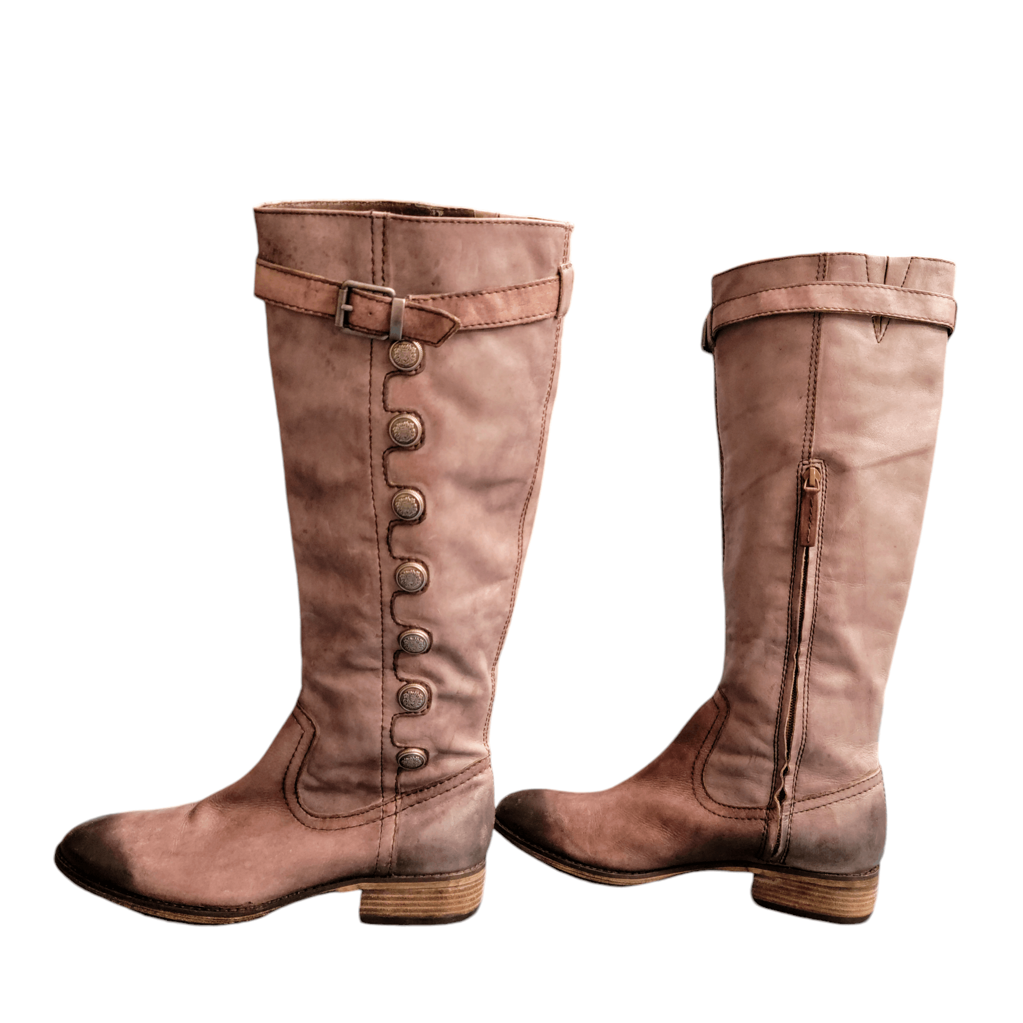 NBDN Nobrandedon Arturochiang Brown Distressed Leather Tall Riding Boots Size US 8.5 / IT 38.5 - 6 Thumbnail