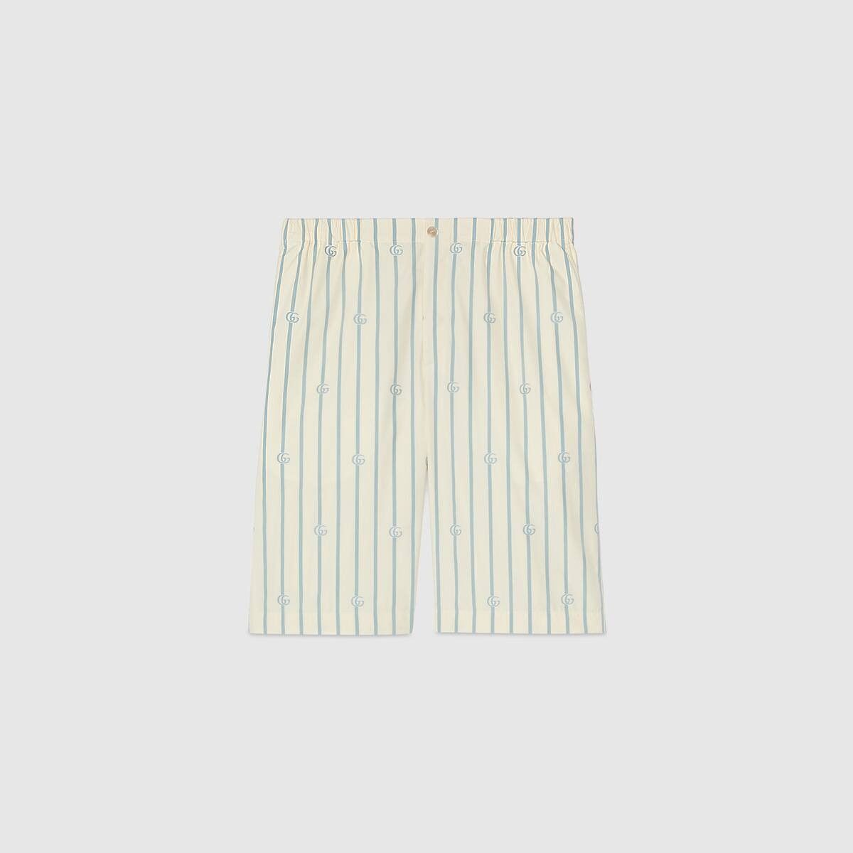 Gucci o1mt1gz0725 Double G Stripe Cotton Shorts Ivory/Light Blue Size US 38 / EU 54 - 2 Thumbnail