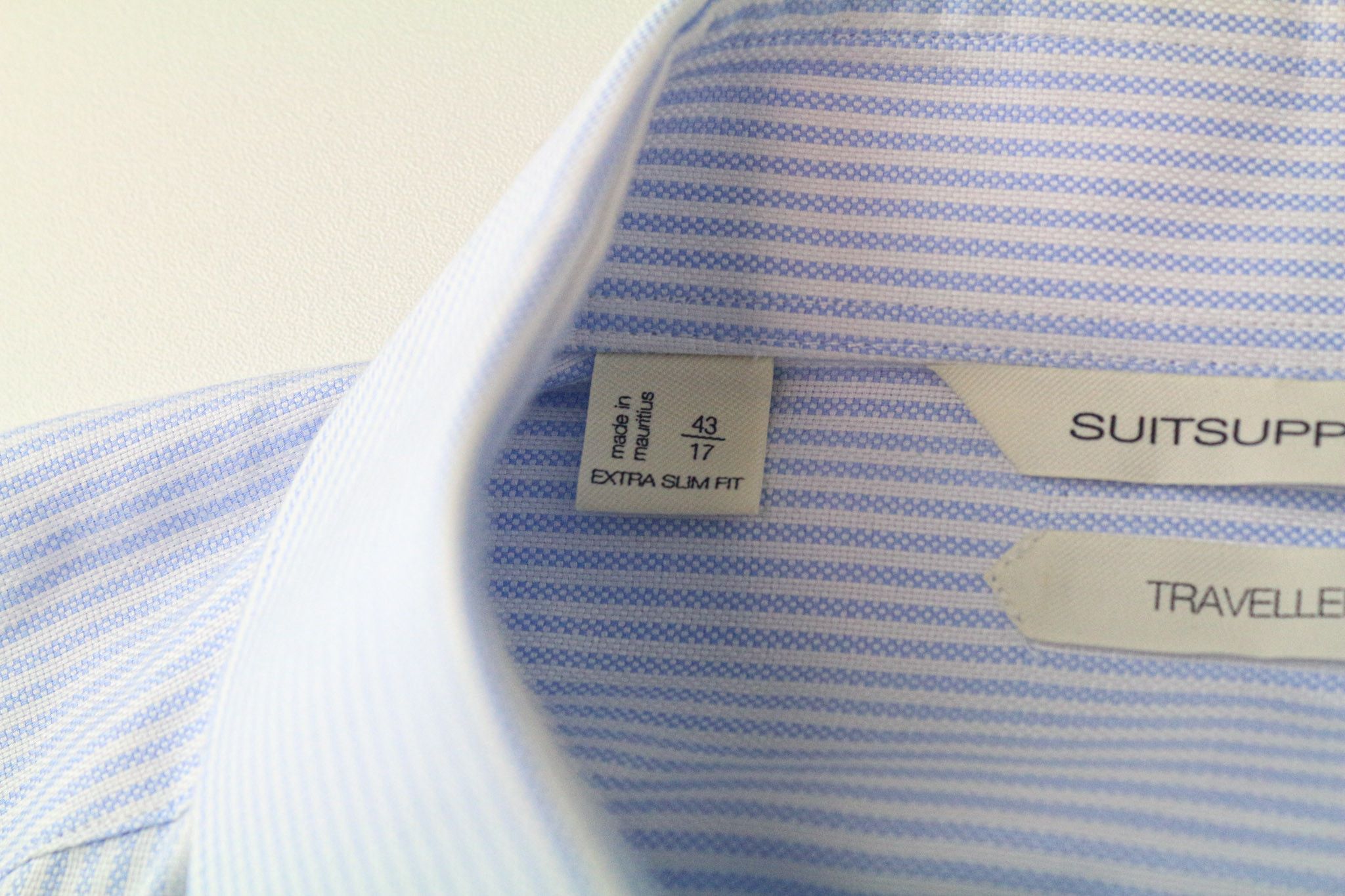 Suitsupply TRAVELLER 43/17 Extra Slim Blue Cotton Shirt 77612 Size 44R - 5 Thumbnail
