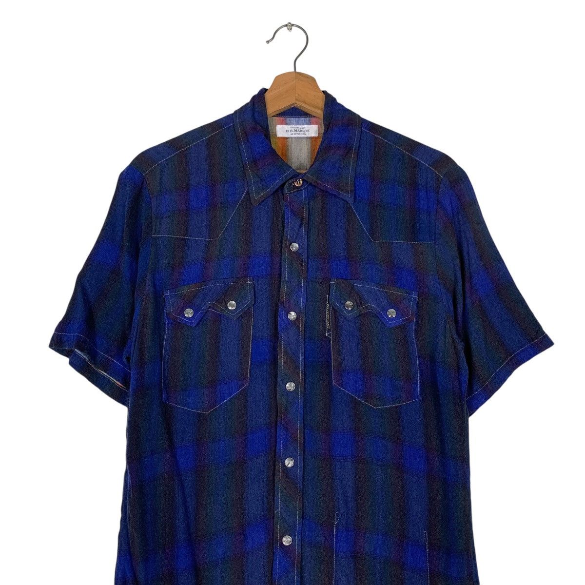 HOLLYWOOD RANCH MARKET H.R.MARKET Tartan Short Sleeve Western Shirt #1419-C64 Size US S / EU 44-46 / 1 - 2 Thumbnail