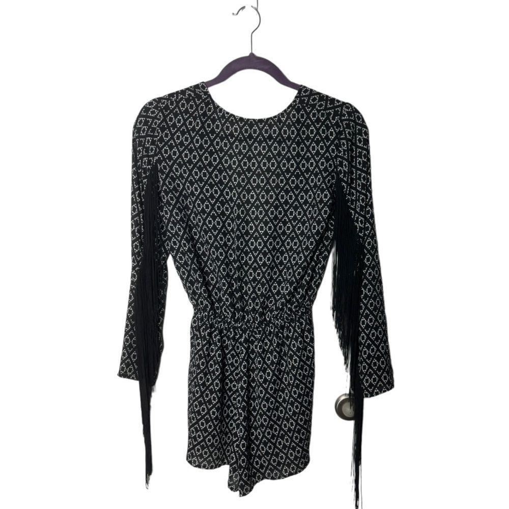 H&M H&M Coachella SZ 6 black and white abstract romper with frin Size 28" / US 6 / IT 42 - 6 Thumbnail