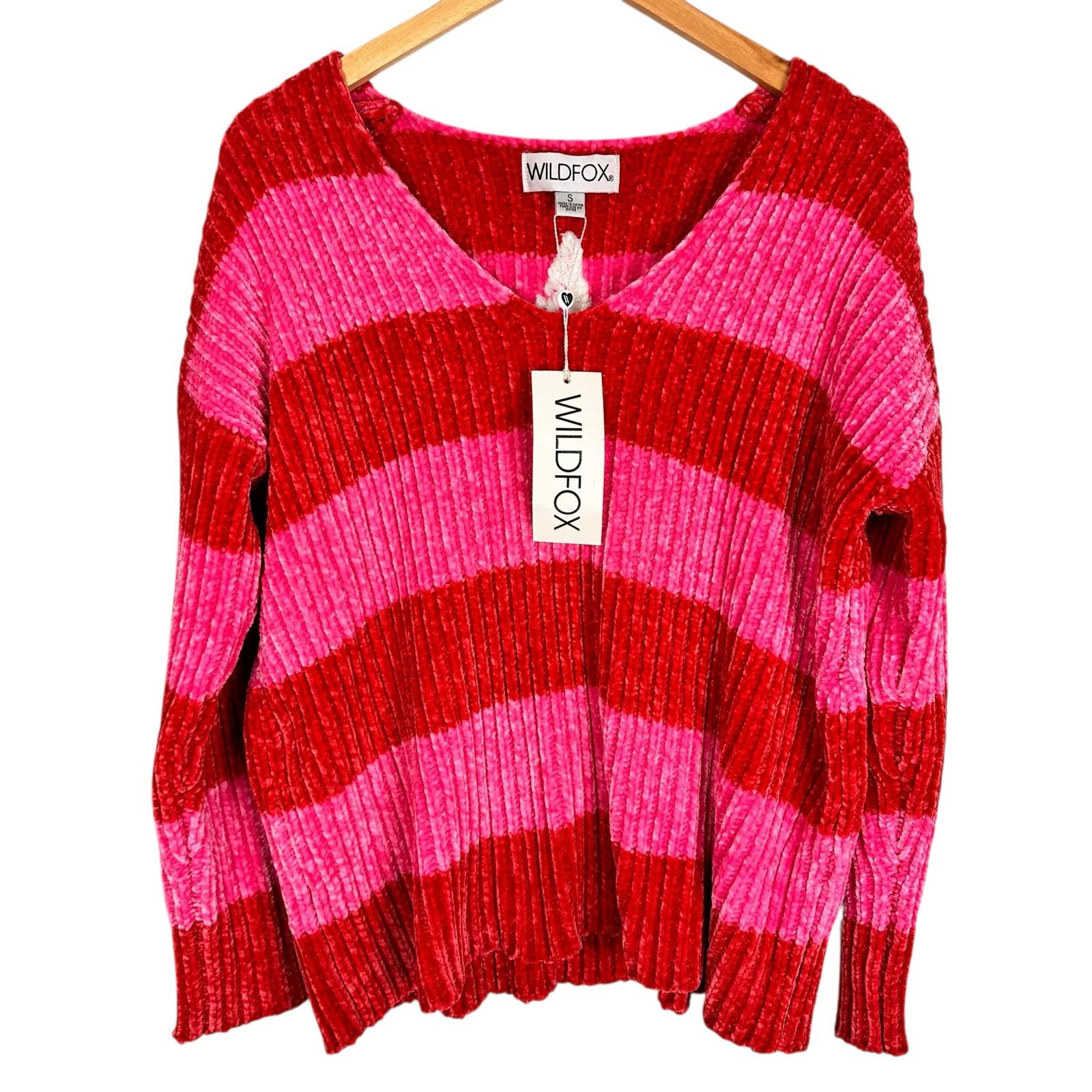 Wildfox Wildfox Heavy Chenille Red Striped Oversized Sweater Small Size S / US 4 / IT 40 - 2 Thumbnail