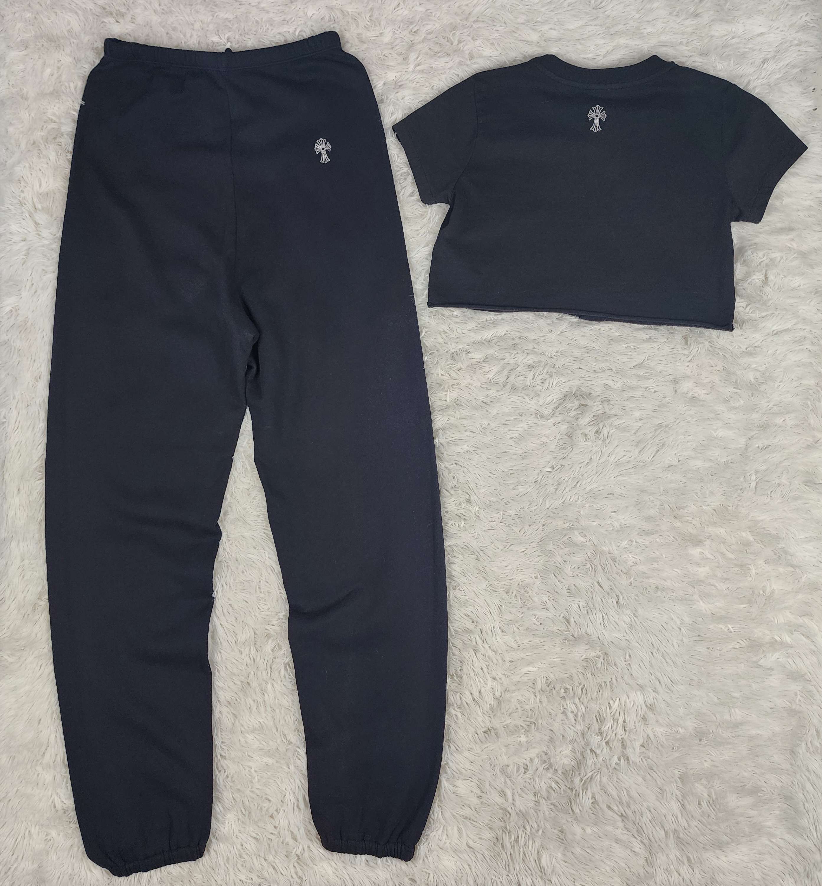 Chrome Hearts Chrome hearts crop top and sweatpants script logo set Size 28" / US 6 / IT 42 - 3 Thumbnail