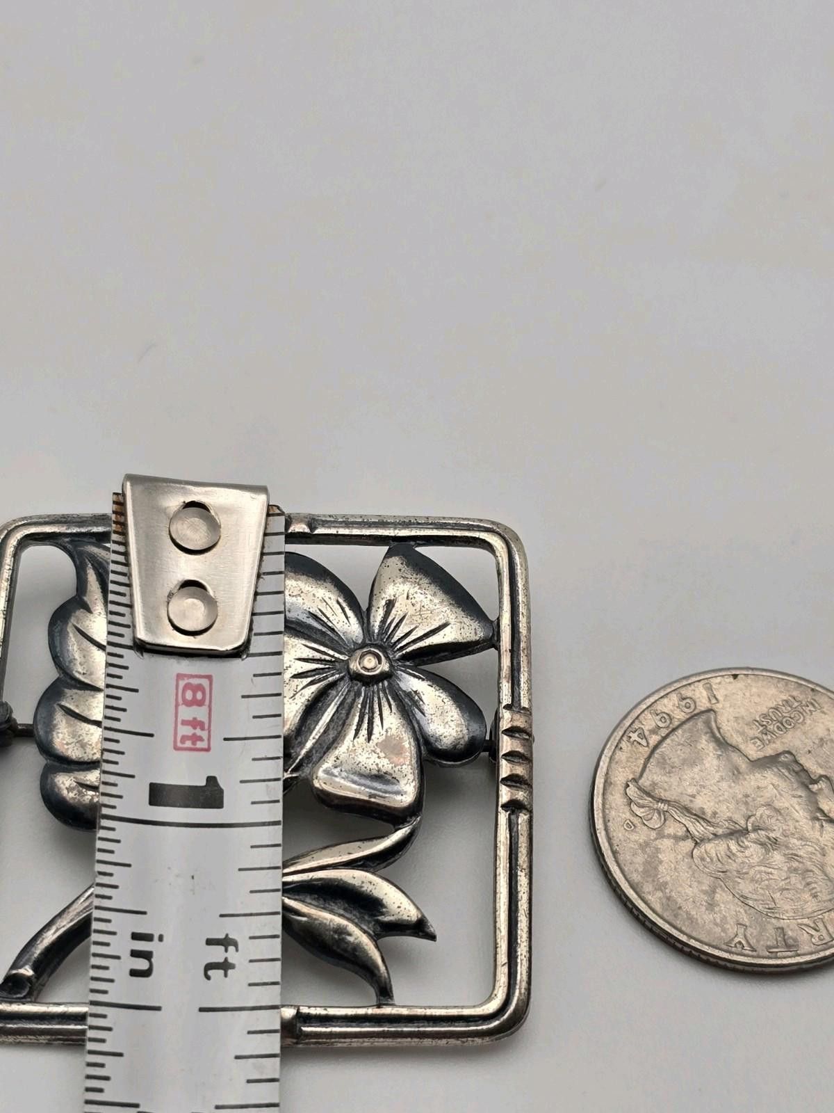 Sterling Silver Estate Sterling Silver Floral Brooch Square Size ONE SIZE - 9 Thumbnail