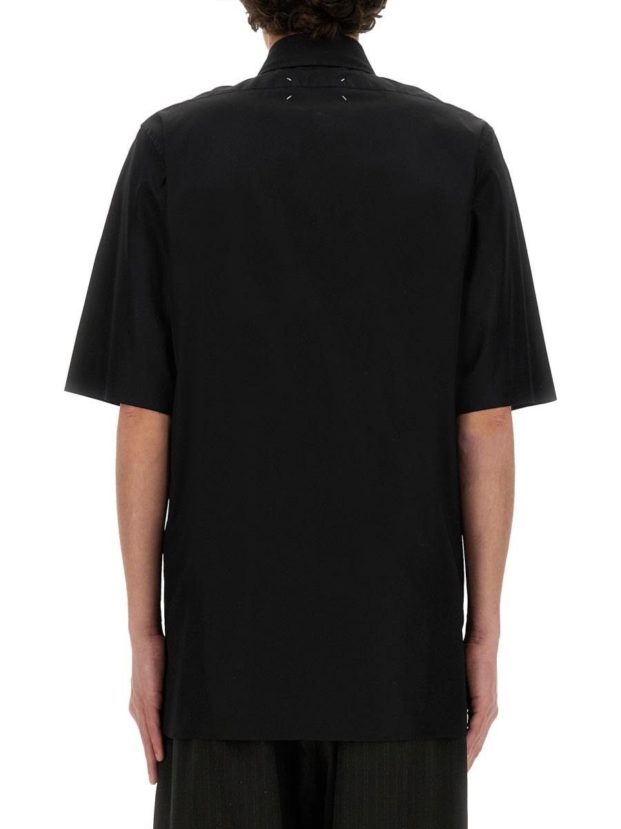 Maison Margiela NEW 38 Black Four Stitch Logo Pointed Collar Poplin Shirt Size US S / EU 44-46 / 1 - 6 Thumbnail