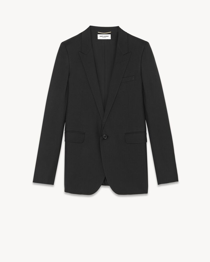 Saint Laurent Paris o1b1hav111125 Jacket in Gabardine in Black Size L / US 10 / IT 46 - 1 Thumbnail