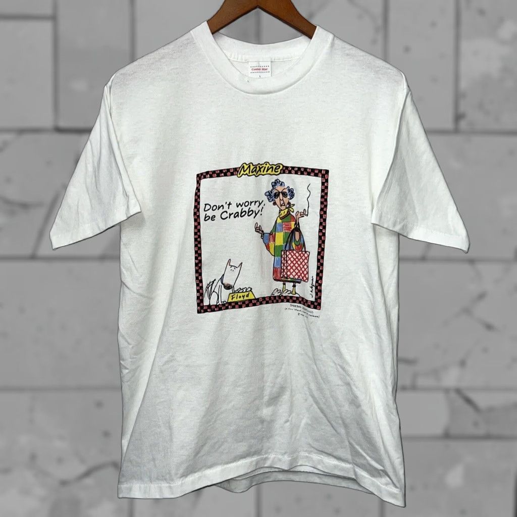 Vintage VTG Center Star T-Shirt Unisex Size L White Maxine Comic Stitch Star One Stitch 90s Mens Size US L / EU 52-54 / 3 - 1 Thumbnail