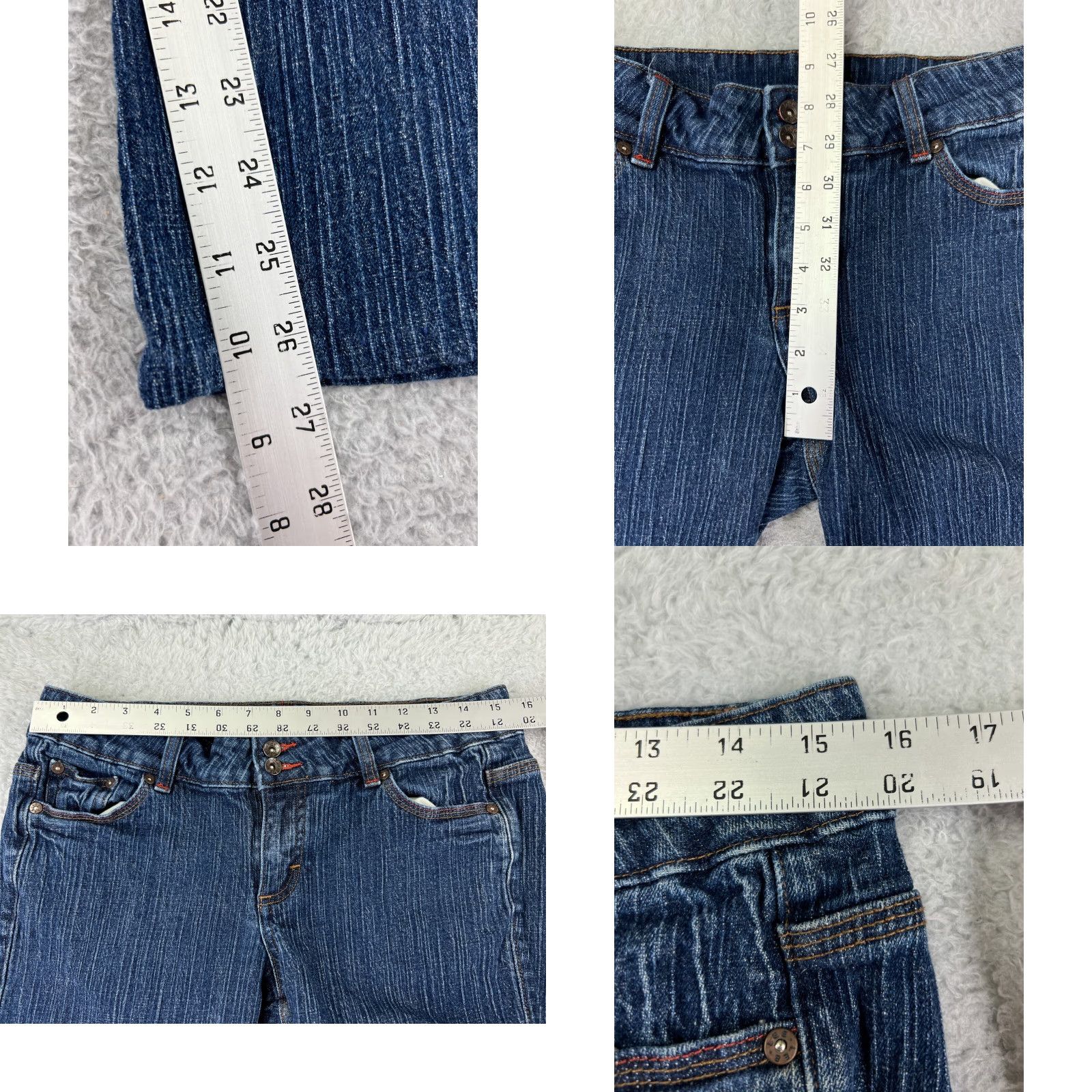 Lee Lee Jeans Women 11 Blue Denim Bootcut Mid Rise Floral Embellished 5-Pocket Denim Jeans Modern American Style Vintage No (adjust to rules) Size 32" / US 10 / IT 46 - 9 Thumbnail