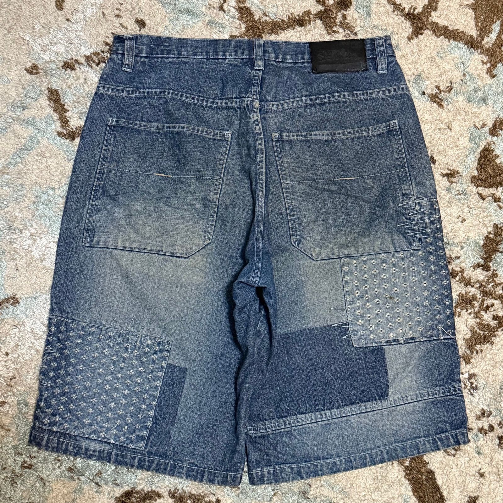 Southpole Southpole Patchwork Baggy Jean Shorts Jorts Size 36 Y2K Size US 36 / EU 52 - 2 Thumbnail