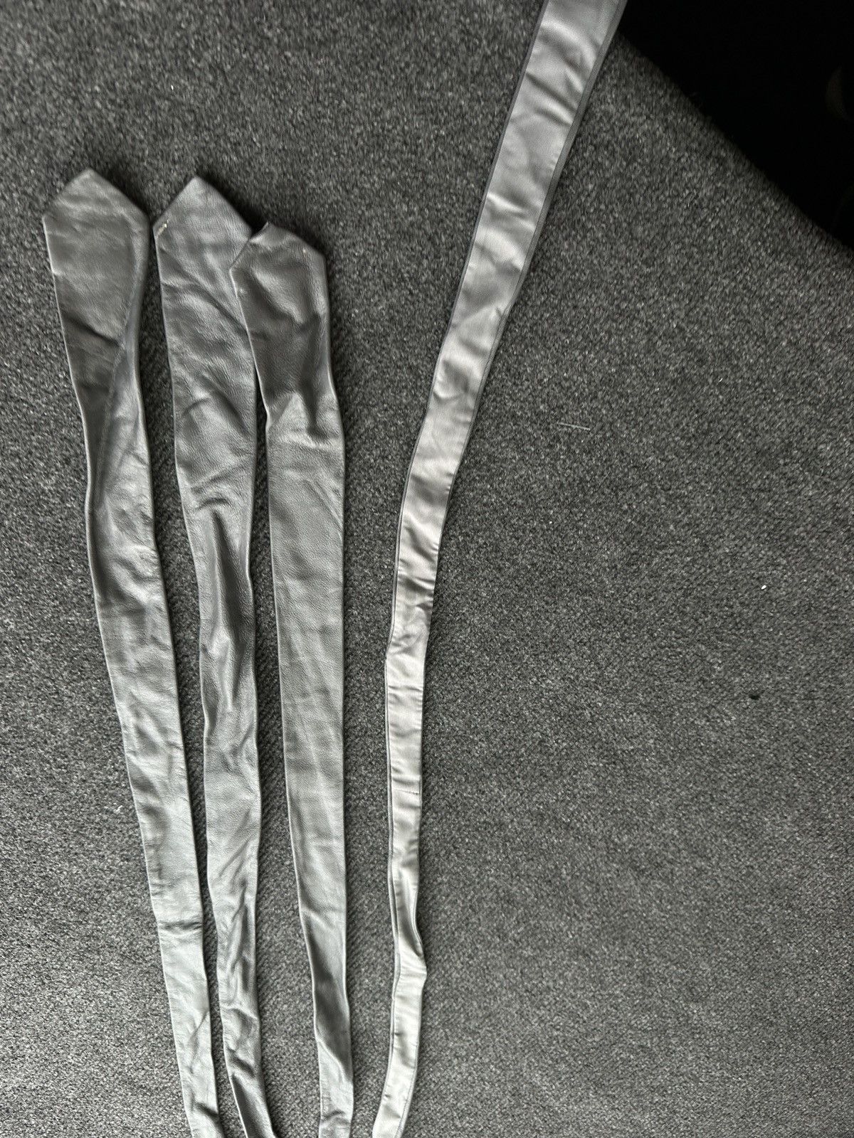 Other 🚨 LEATHER GRAY ITALY TIE LUXURY VNTG RARE OLD MONEY Size ONE SIZE - 8 Thumbnail