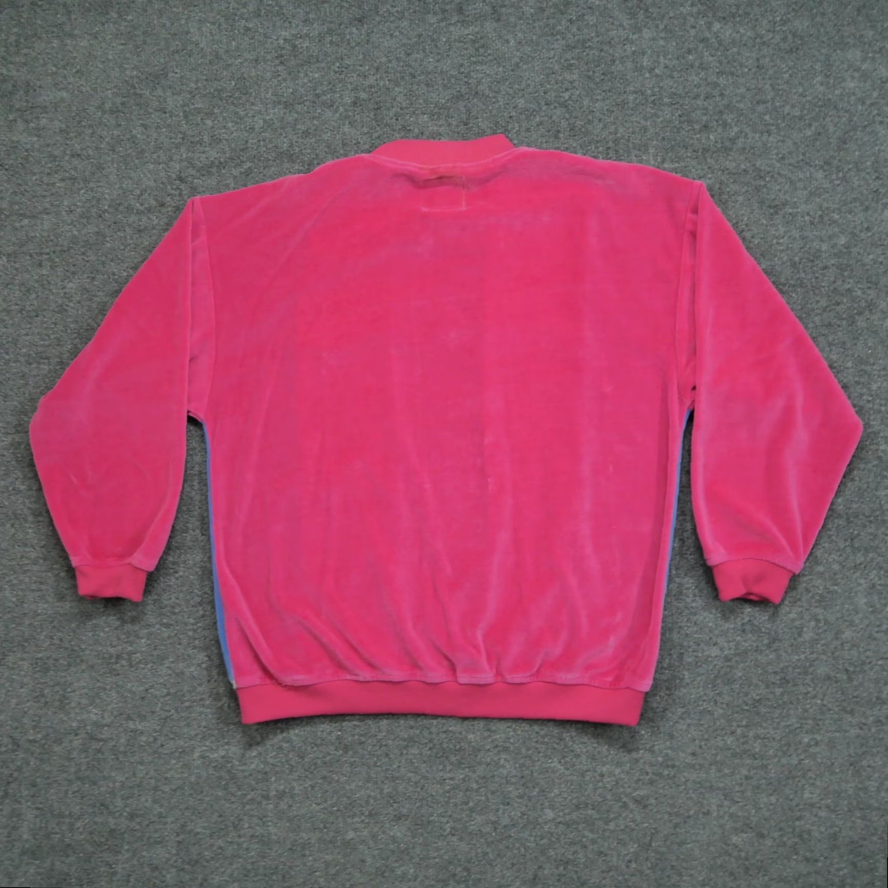 Velour VINTAGE Greenline Sports Sweatshirt Womens M Pullover Crew Neck Velour 90s Striped Pink Blue Cotton Blend Raglan Sleeve Size M / US 6-8 / IT 42-44 - 7 Thumbnail