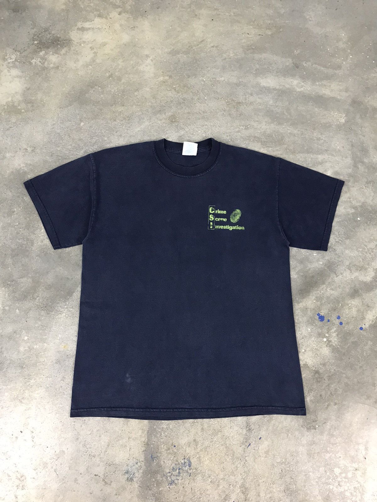 image of Movie x Vintage Crime Scene Investigation Csi Tee in Blue, Men's (Size Large)