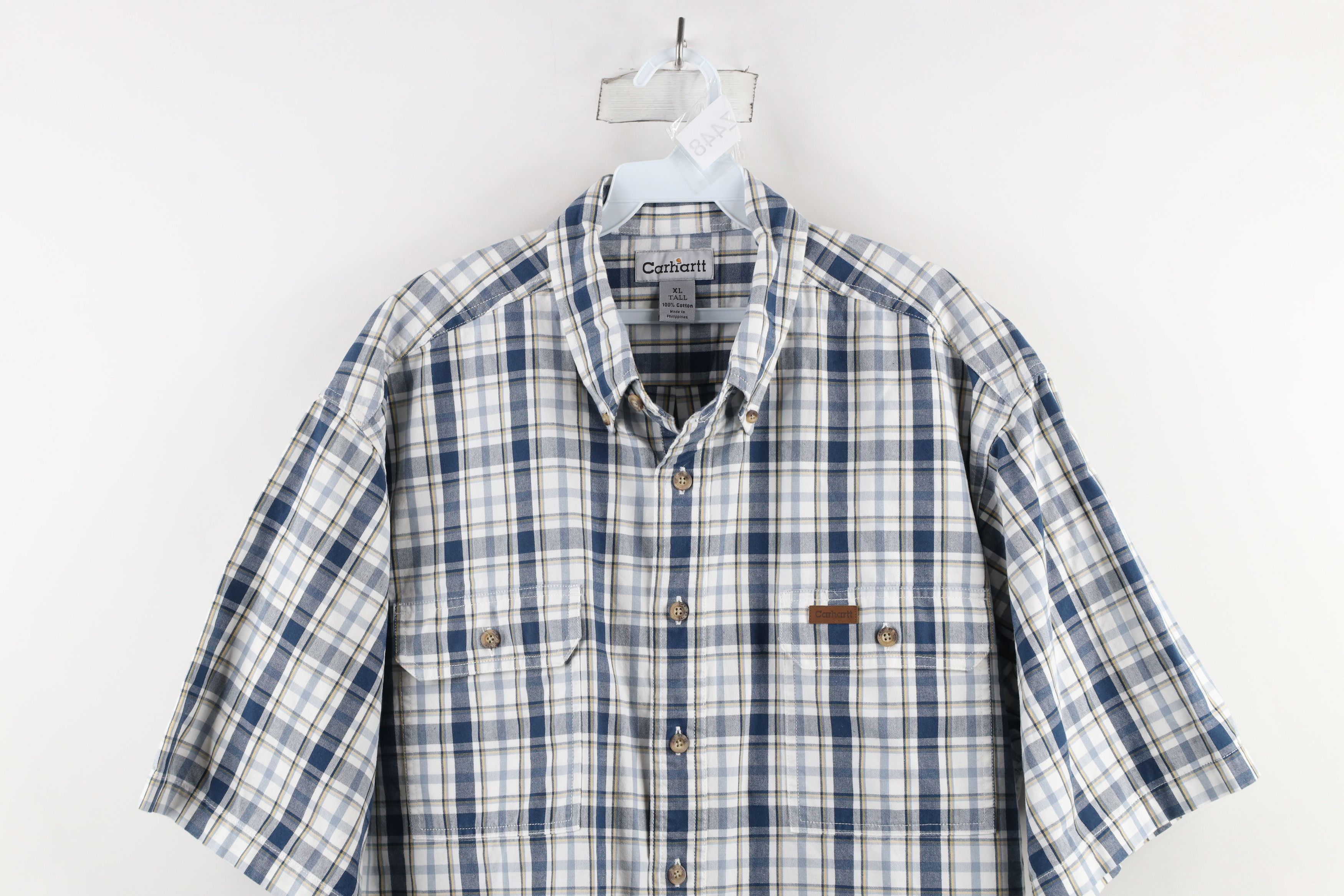 Carhartt × Vintage Vintage Carhartt Pocket Short Sleeve Button Down Shirt Size US XL / EU 56 / 4 - 2 Thumbnail