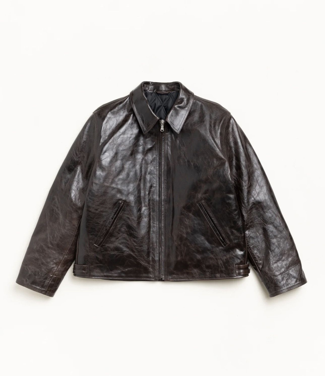 ジャケット・アウター Stussy WALES BONNER LEATHER VARSITY S Stussy x Wales Bonner Leather Varsity Jacket - Size Large - Brown