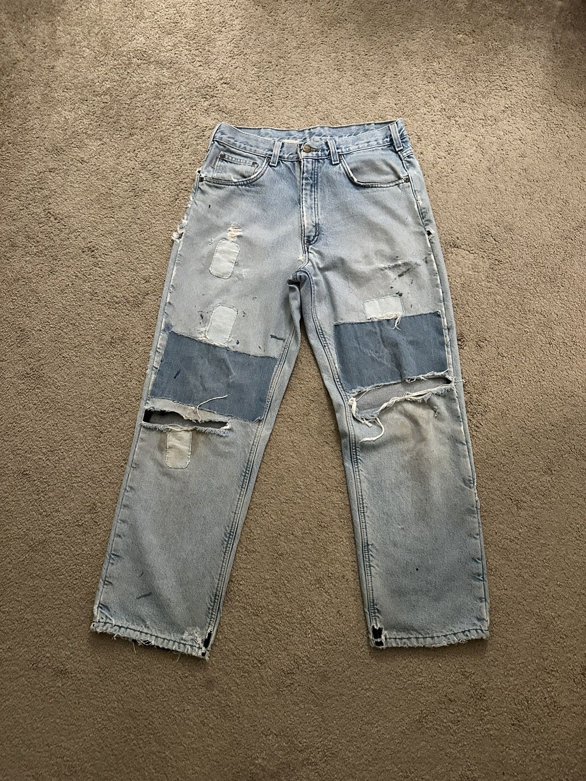 Carhartt × Vintage Vintage Custom Carhartt Distressed Workwear Denim 32x30 Size US 30 / EU 46 - 1 Thumbnail