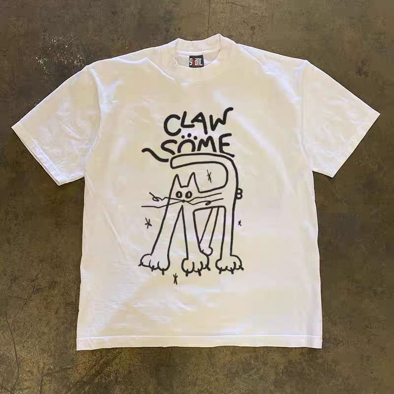 Japanese Brand White retro cute cat print t-shirt Size US M / EU 48-50 / 2 - 1 Thumbnail