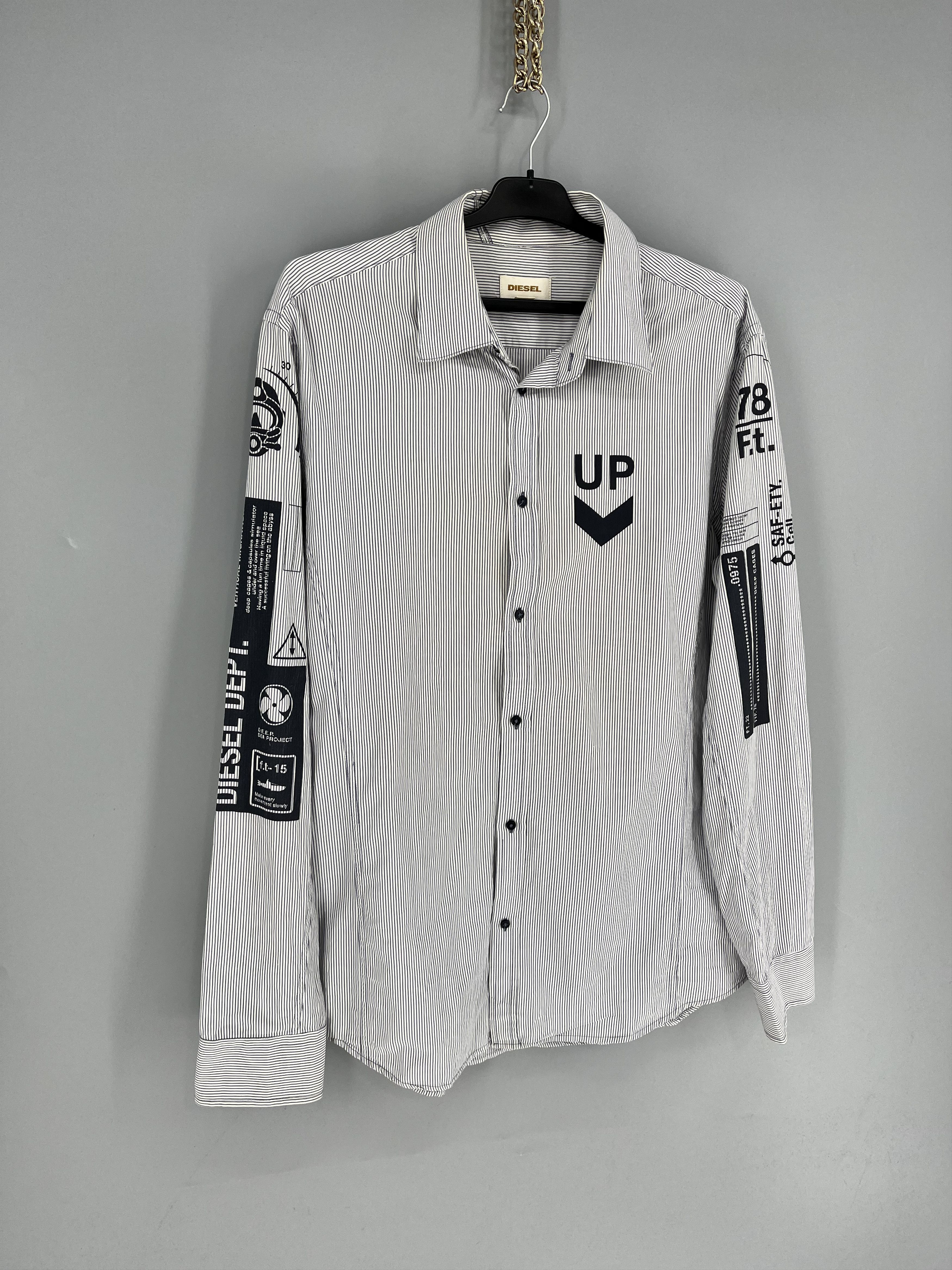 Diesel RARE Diesel DEPT. LIQUID SPACE Striped Button UpShirt SZ XXL Size US XXL / EU 58 / 5 - 2 Thumbnail