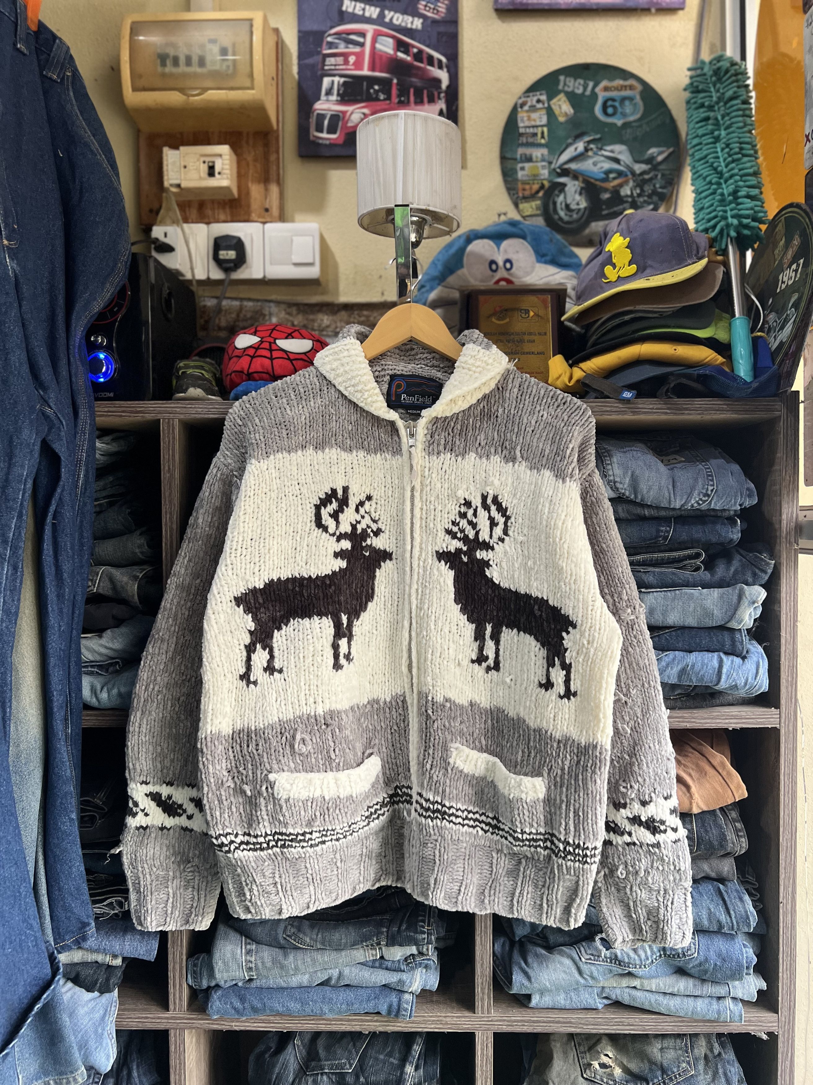 Penfield 🔥Distressed Penfield Deer Cable Knit Zipper Jacket Size US M / EU 48-50 / 2 - 17 Thumbnail