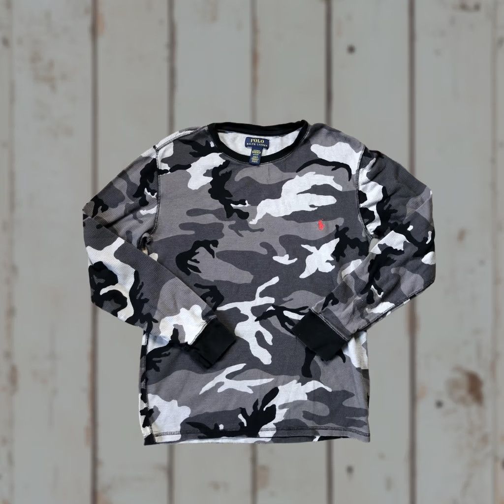 Polo Ralph Lauren Polo Ralph Lauren Shirt Mens Medium Gray Camo Long Sleeve Thermal Sleepwear Top Size US M / EU 48-50 / 2 - 1 Thumbnail