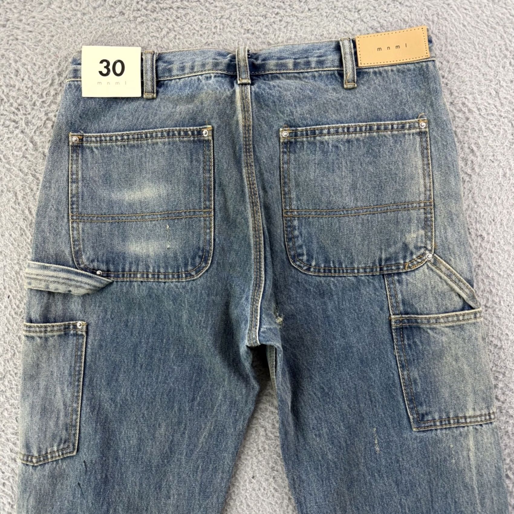 MNML MNML Jeans Mens 30x32 Blue Denim Distressed Grunge Button Fly NWT Size US 30 / EU 46 - 7 Thumbnail