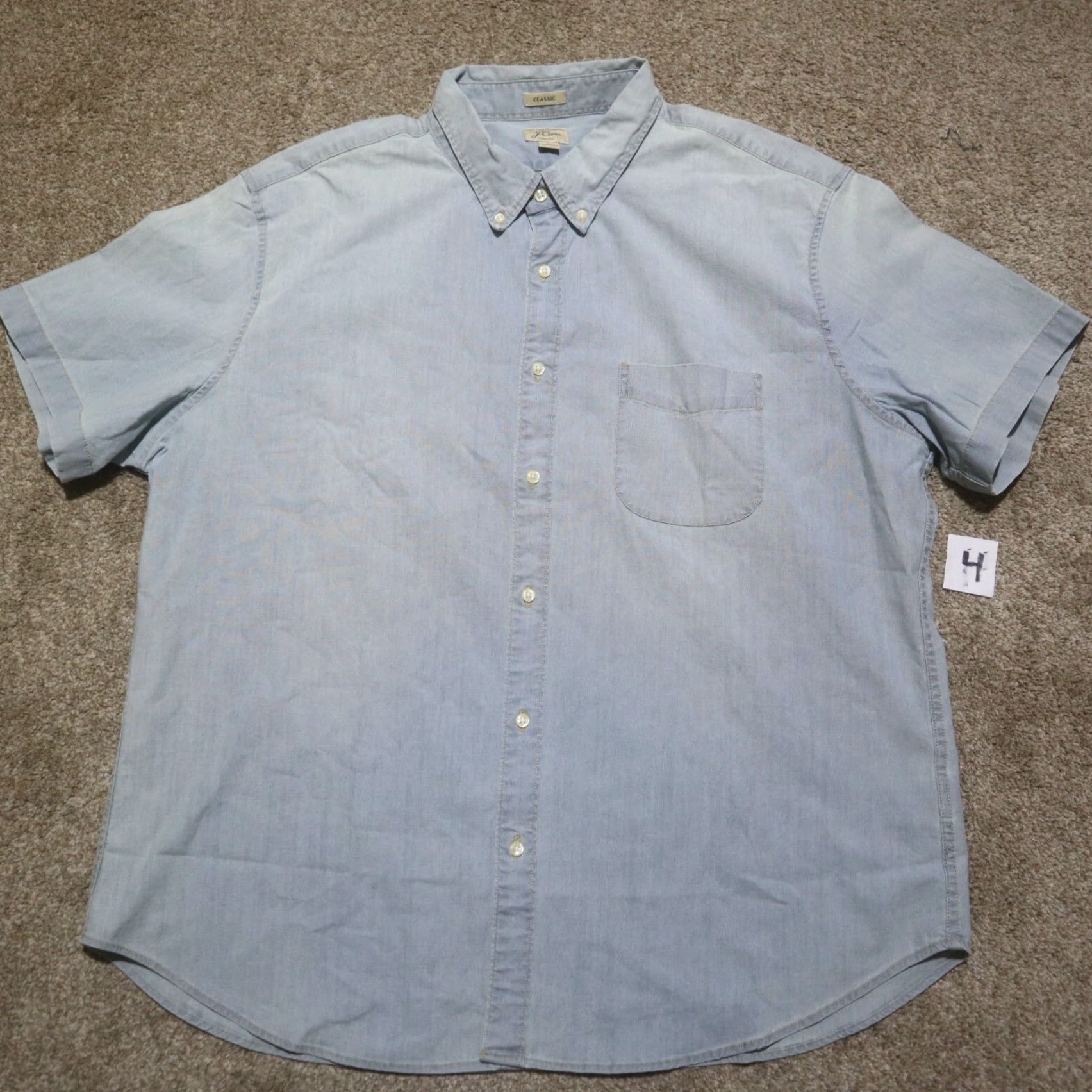 J.Crew J.CREW Denim Blue Short Sleeve Button-Down Classic Stretch Shirt 2XL Men’s Slim Regular Cotton Denim Blue Shirt Size US XXL / EU 58 / 5 - 2 Thumbnail