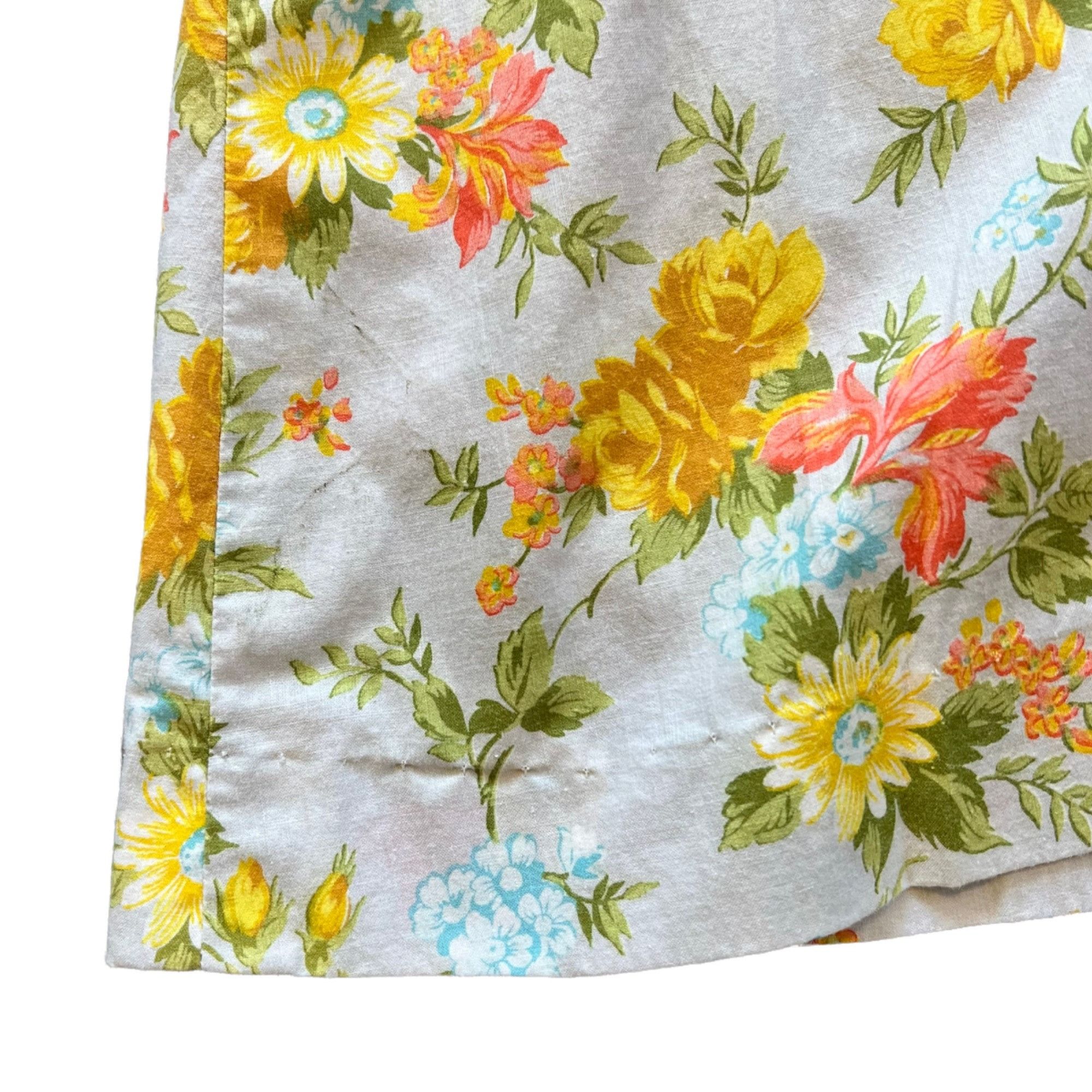 Vintage Vintage Bold Novelty Floral Print Pillowcase Midi Skirt Pock Size 24" / US 00 / IT 34 - 2 Thumbnail