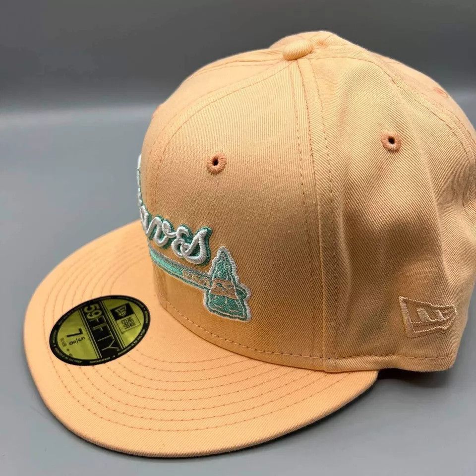 New Era Atlanta Braves Hat Men 7 5/8 59Fifty New Era MLB Fitted Cap Size ONE SIZE - 4 Thumbnail
